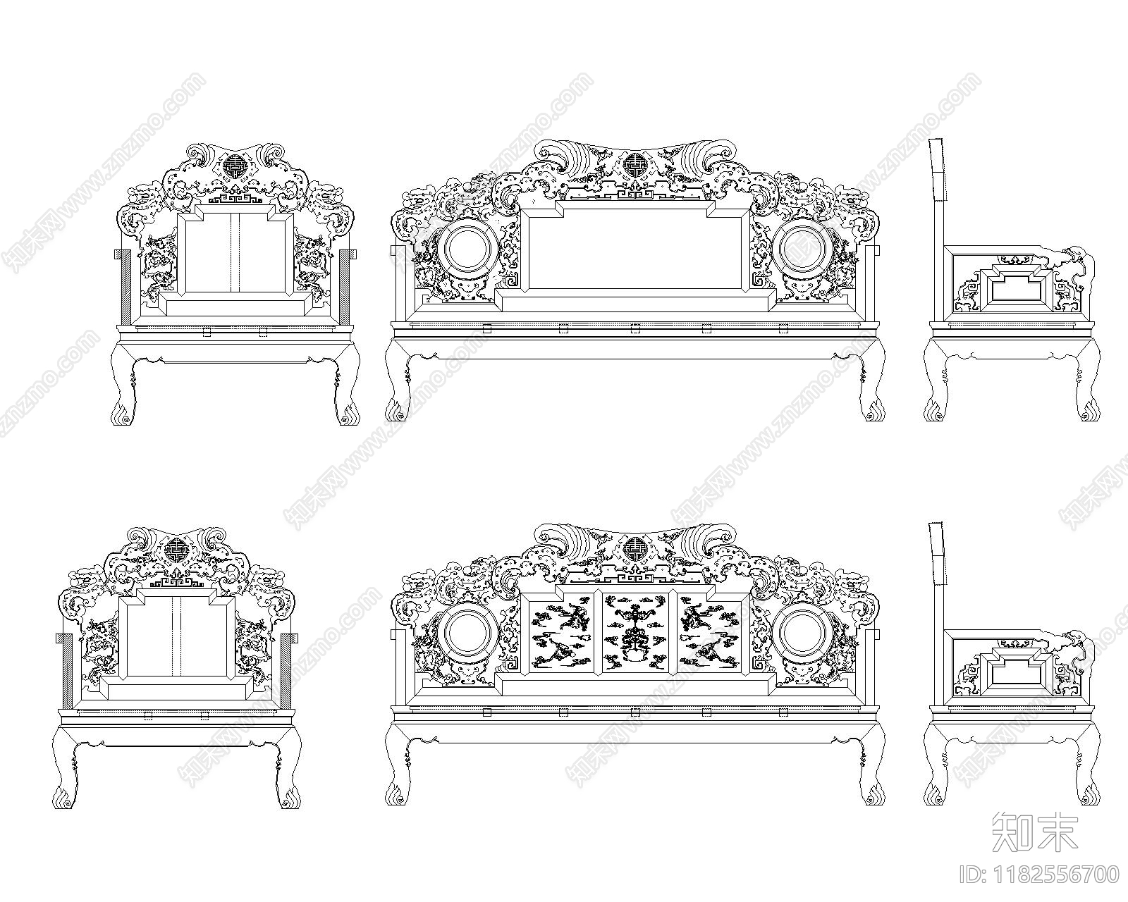 中式沙发施工图下载【ID:1182556700】