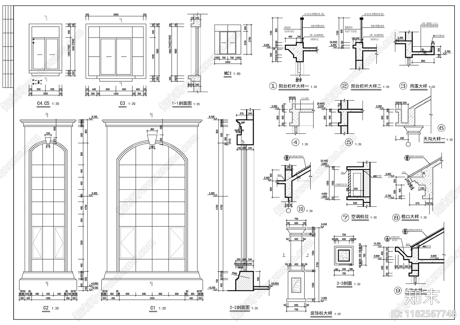 现代别墅建筑cad施工图下载【ID:1182567748】