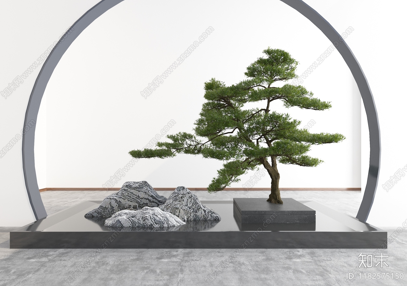 现代中式假山水景3D模型下载【ID:1182575150】