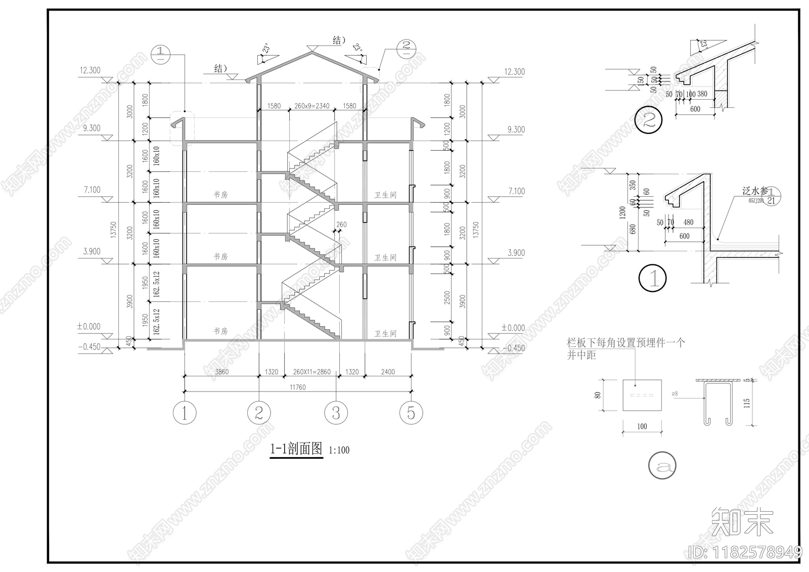 新中式别墅建筑施工图下载【ID:1182578949】