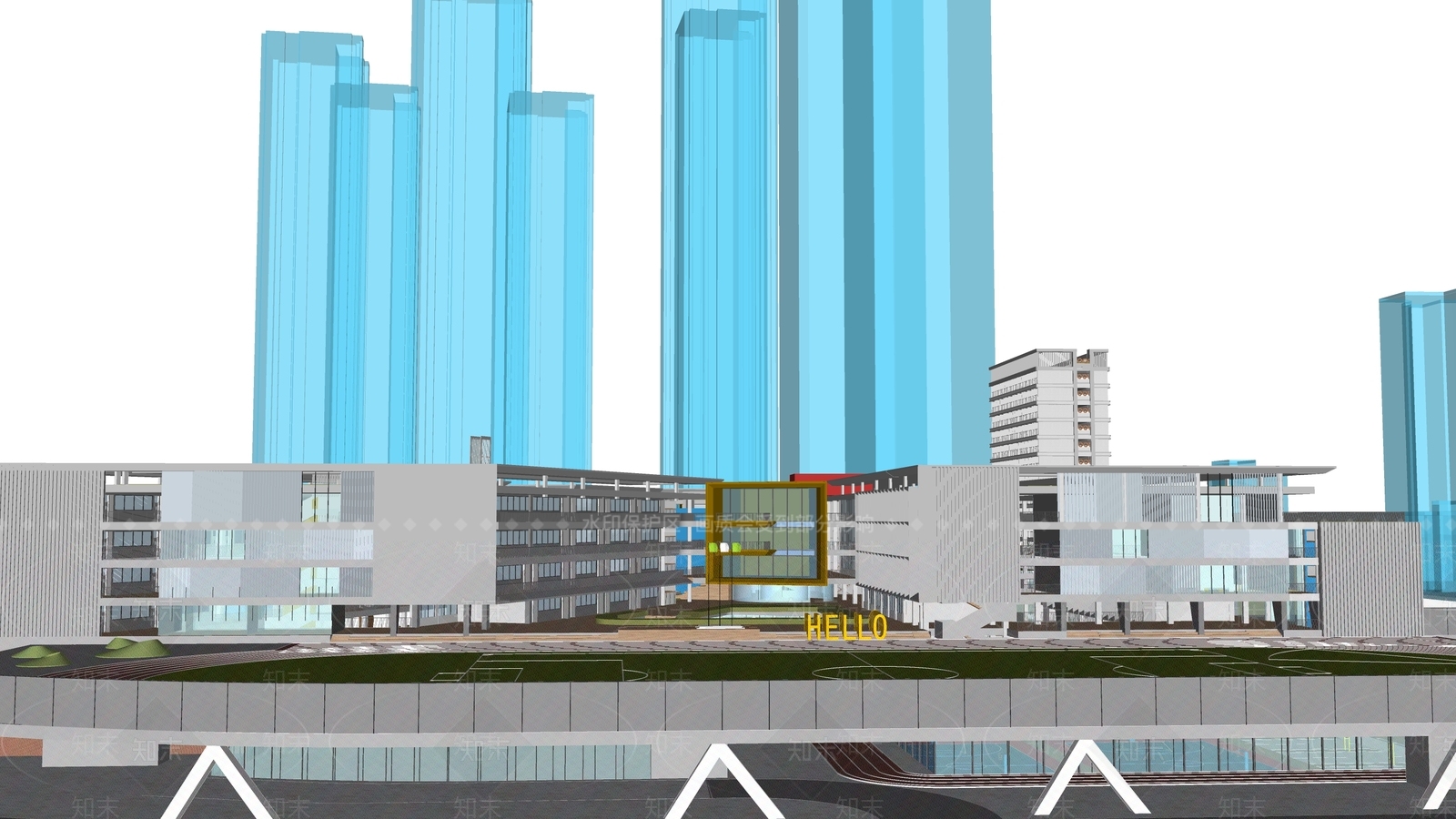 现代学校建筑SU模型下载【ID:1182581851】