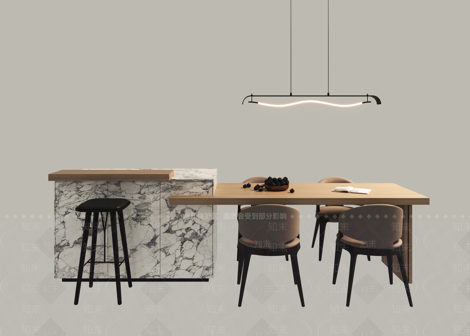 现代简约餐桌3D模型下载【ID:1182582559】