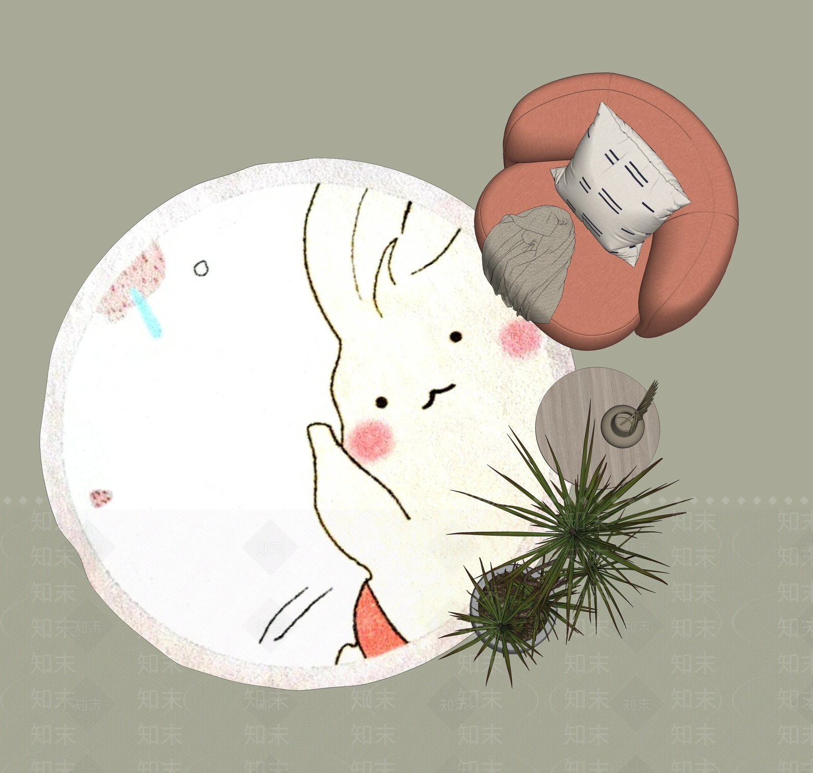 现代地毯SU模型下载【ID:1182584976】