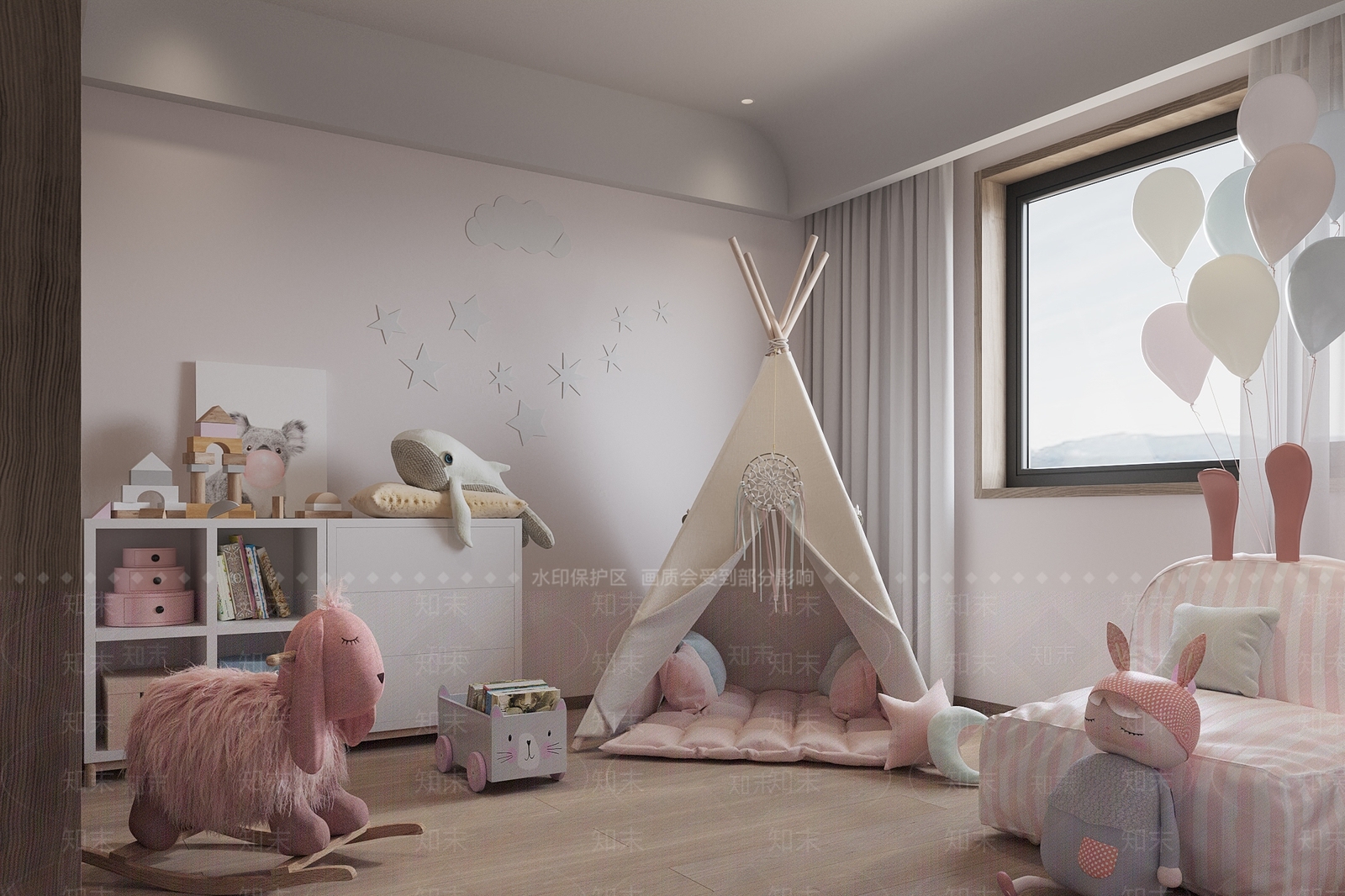 现代通用儿童房3D模型下载【ID:1182586996】