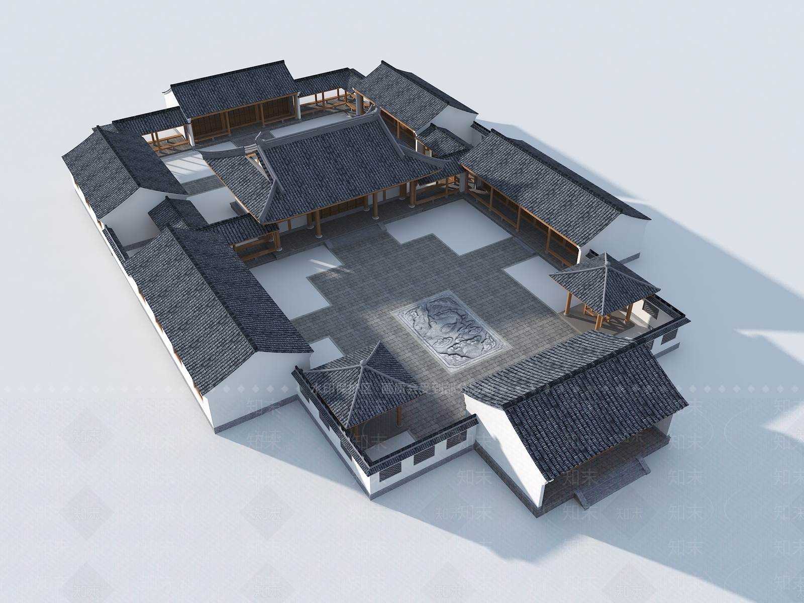 新中式中式古建3D模型下载【ID:1182596603】