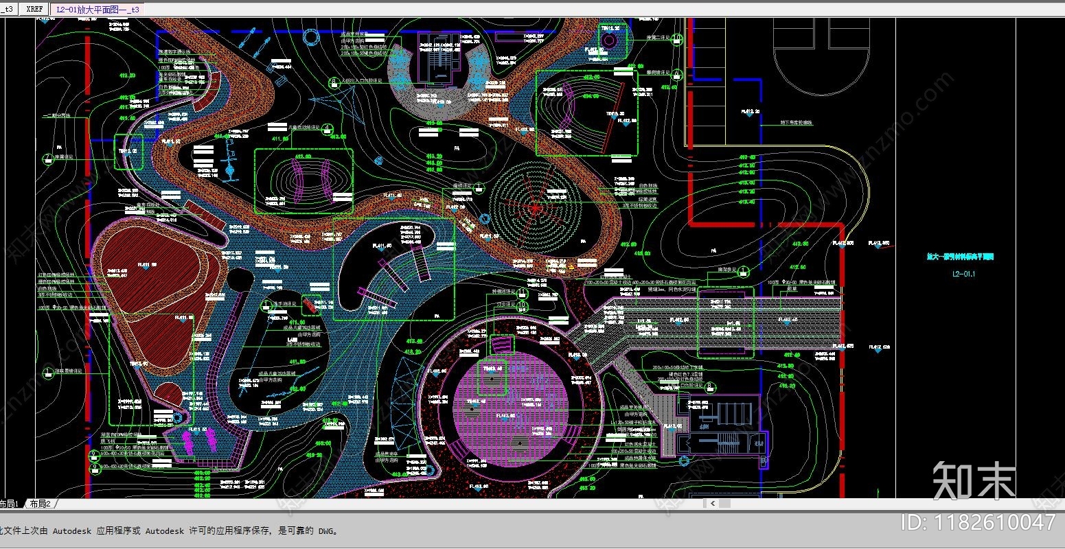 现代公园景观cad施工图下载【ID:1182610047】
