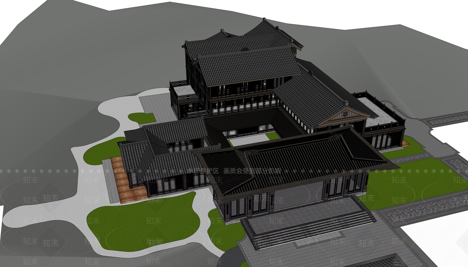 新中式其他商业建筑SU模型下载【ID:1182610412】