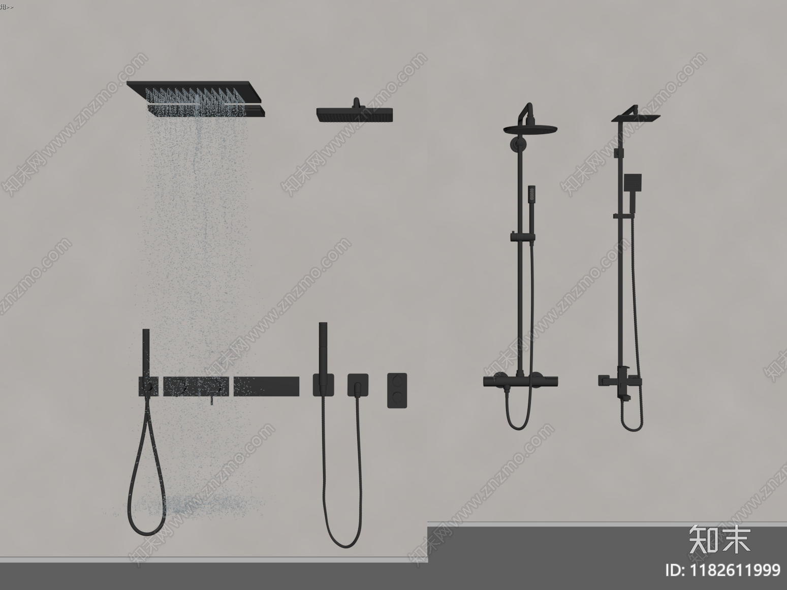 淋浴花洒SU模型下载【ID:1182611999】
