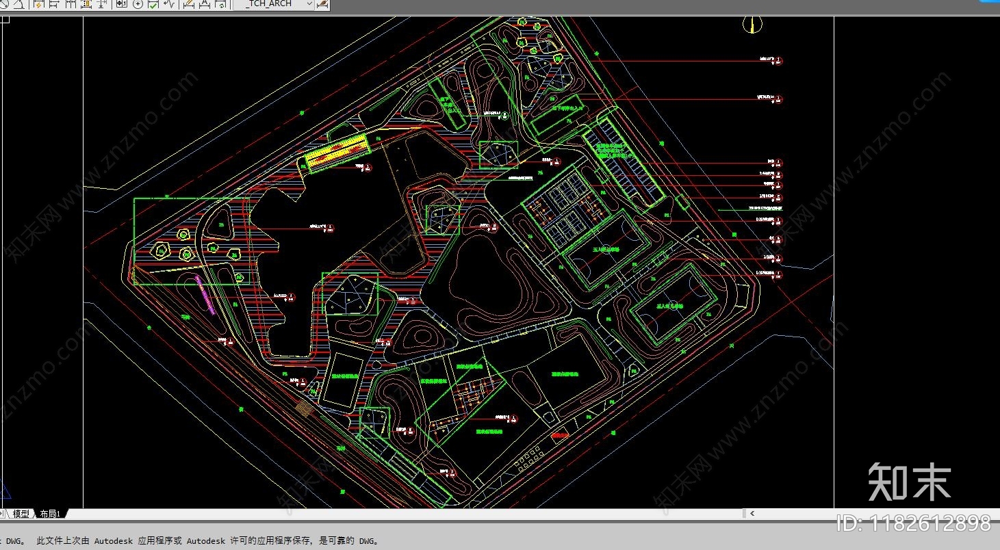 现代公园景观cad施工图下载【ID:1182612898】