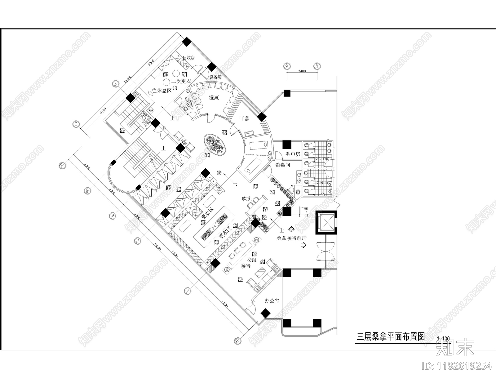现代会所cad施工图下载【ID:1182619254】