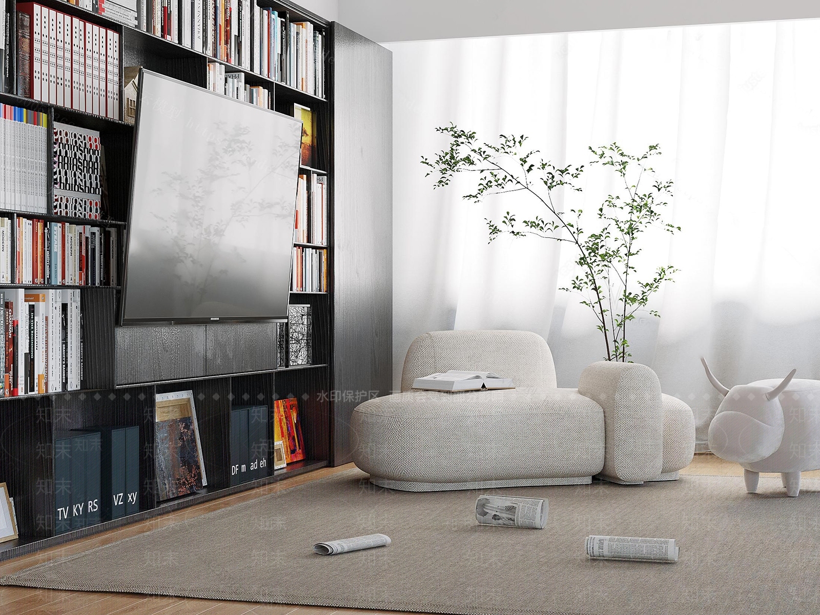 现代书房3D模型下载【ID:1182619328】