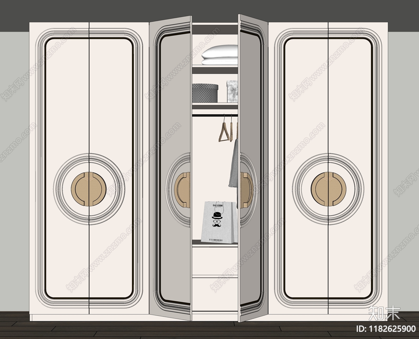 法式欧式衣柜SU模型下载【ID:1182625900】