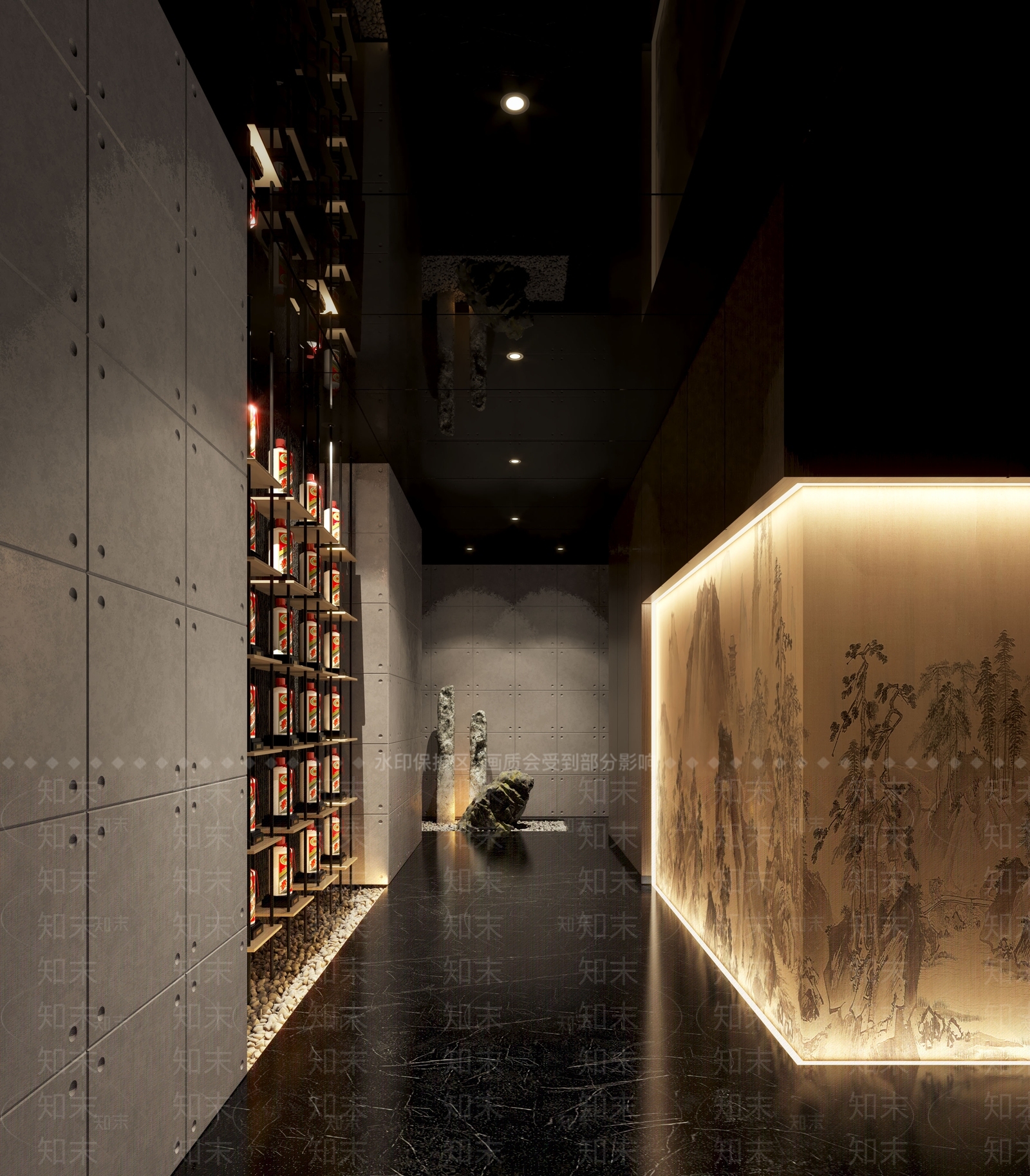 新中式酒店走廊SU模型下载【ID:1182628697】