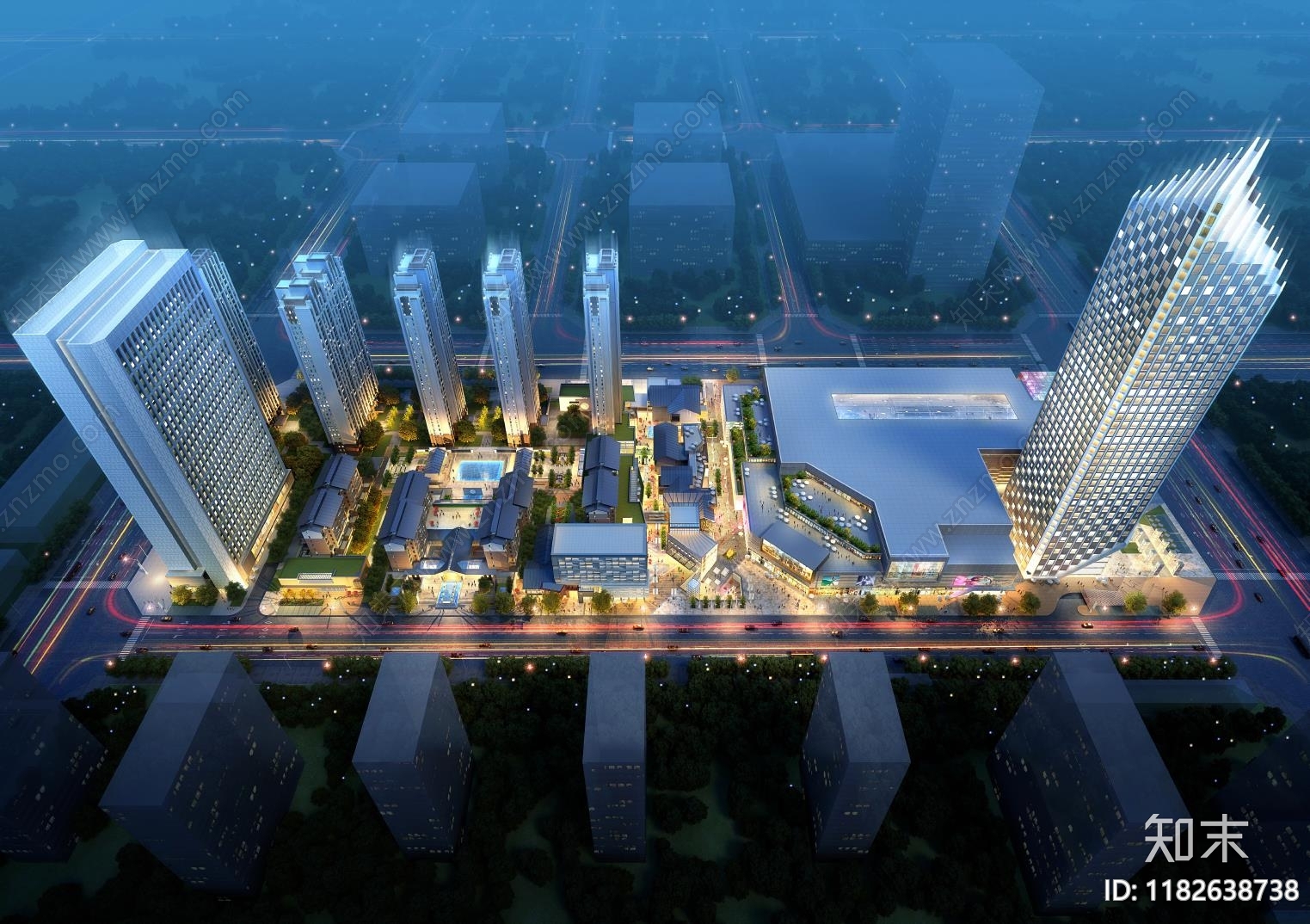 现代新中式商业综合体建筑下载【ID:1182638738】
