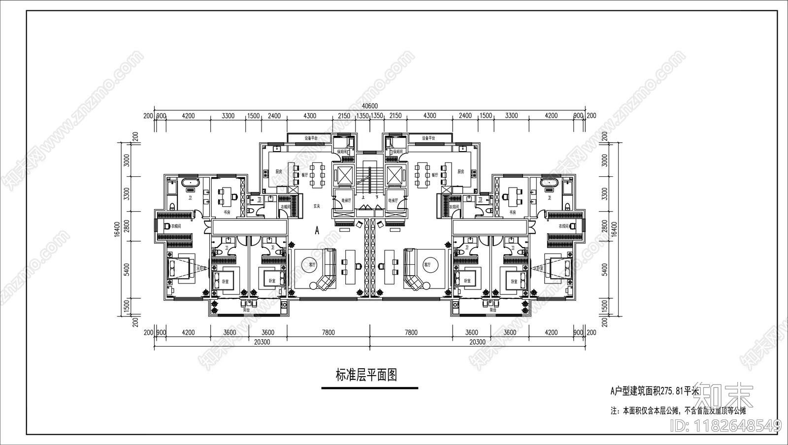 现代住宅楼建筑cad施工图下载【ID:1182648549】