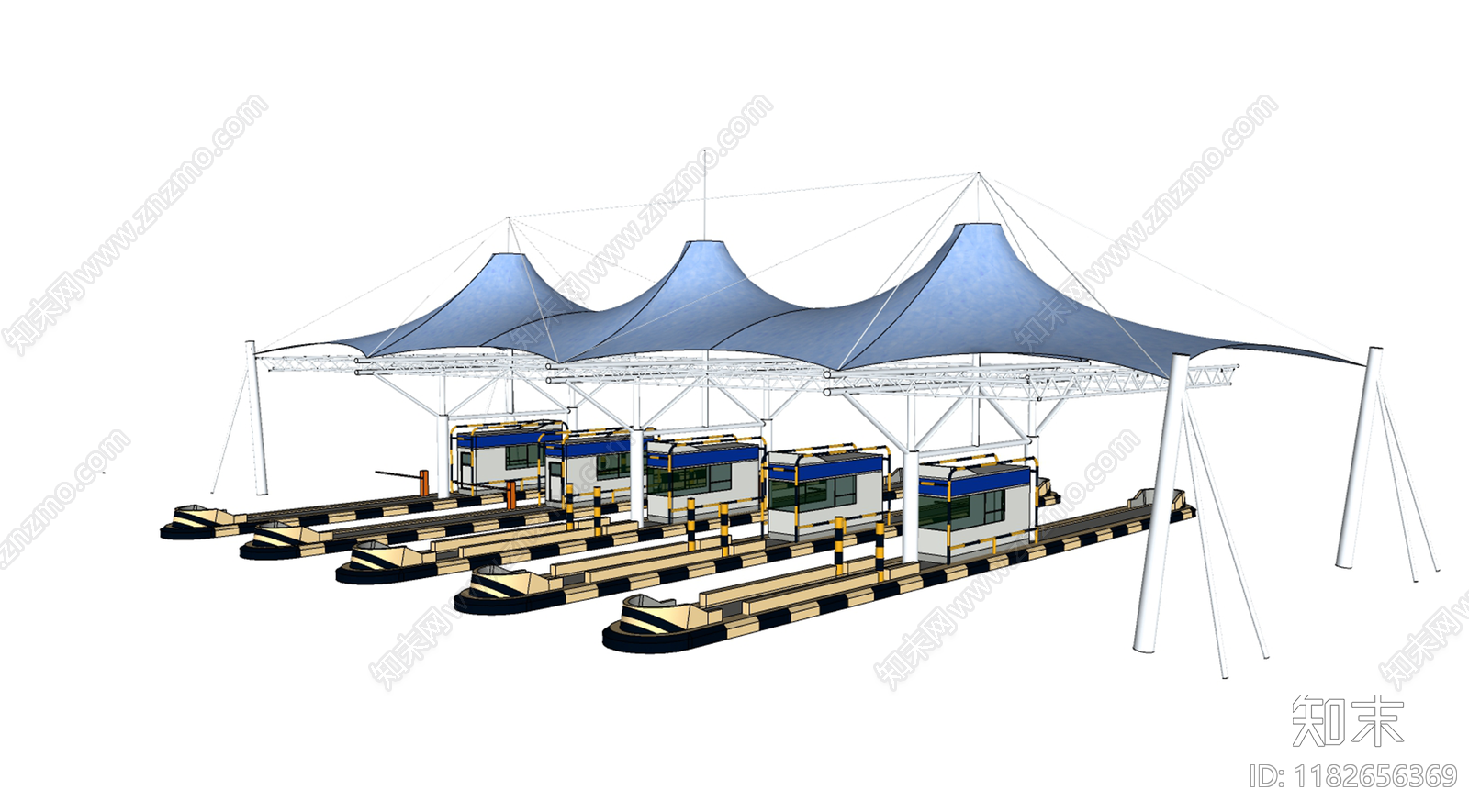 现代收费站SU模型下载【ID:1182656369】