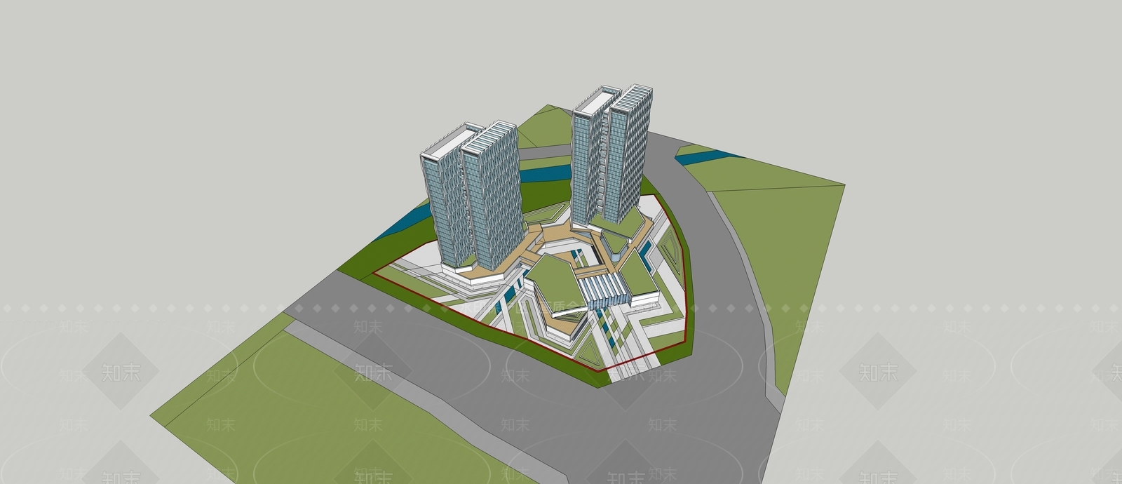 现代商场建筑SU模型下载【ID:1182657010】