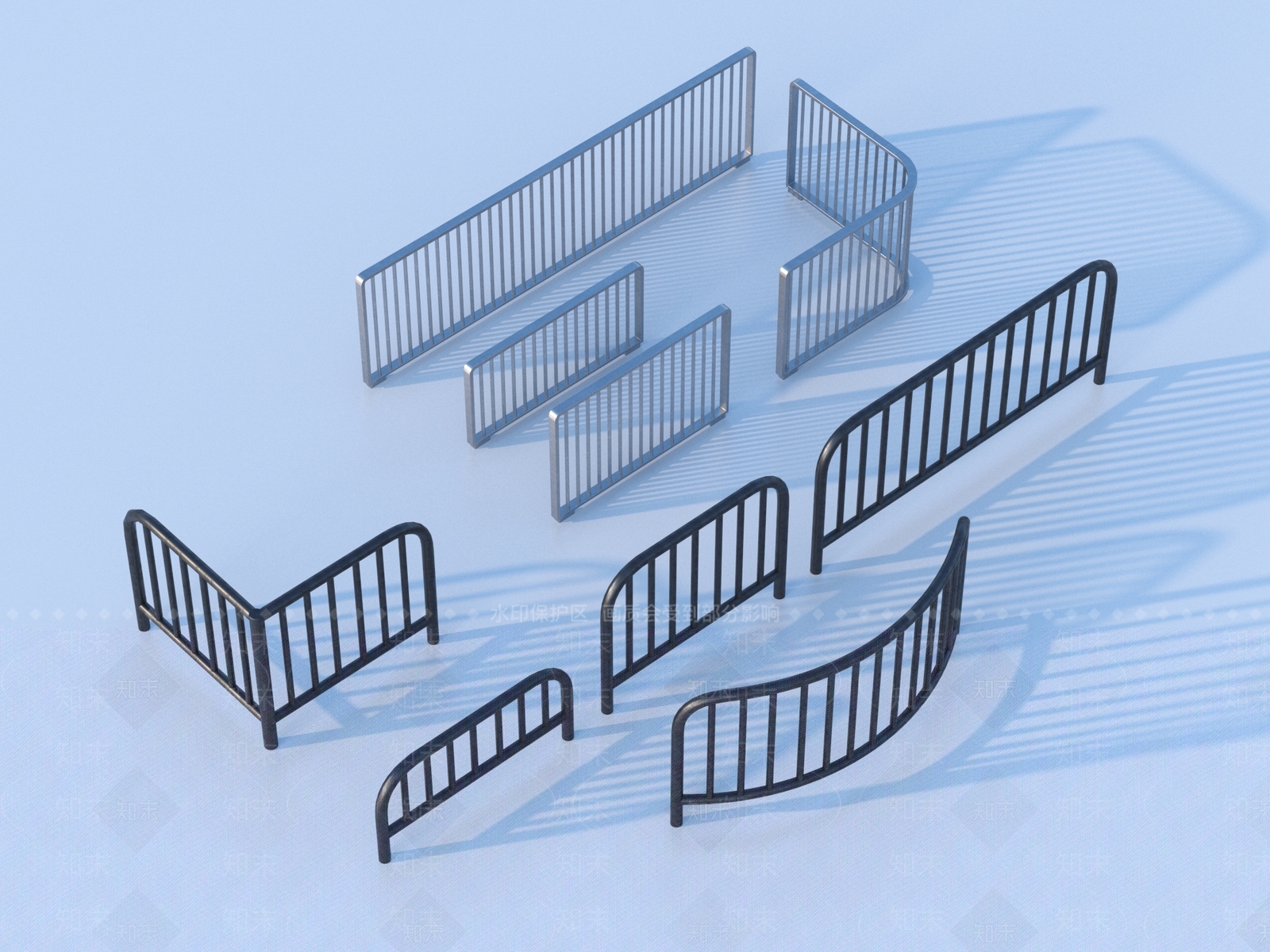 现代栏杆3D模型下载【ID:1182663348】
