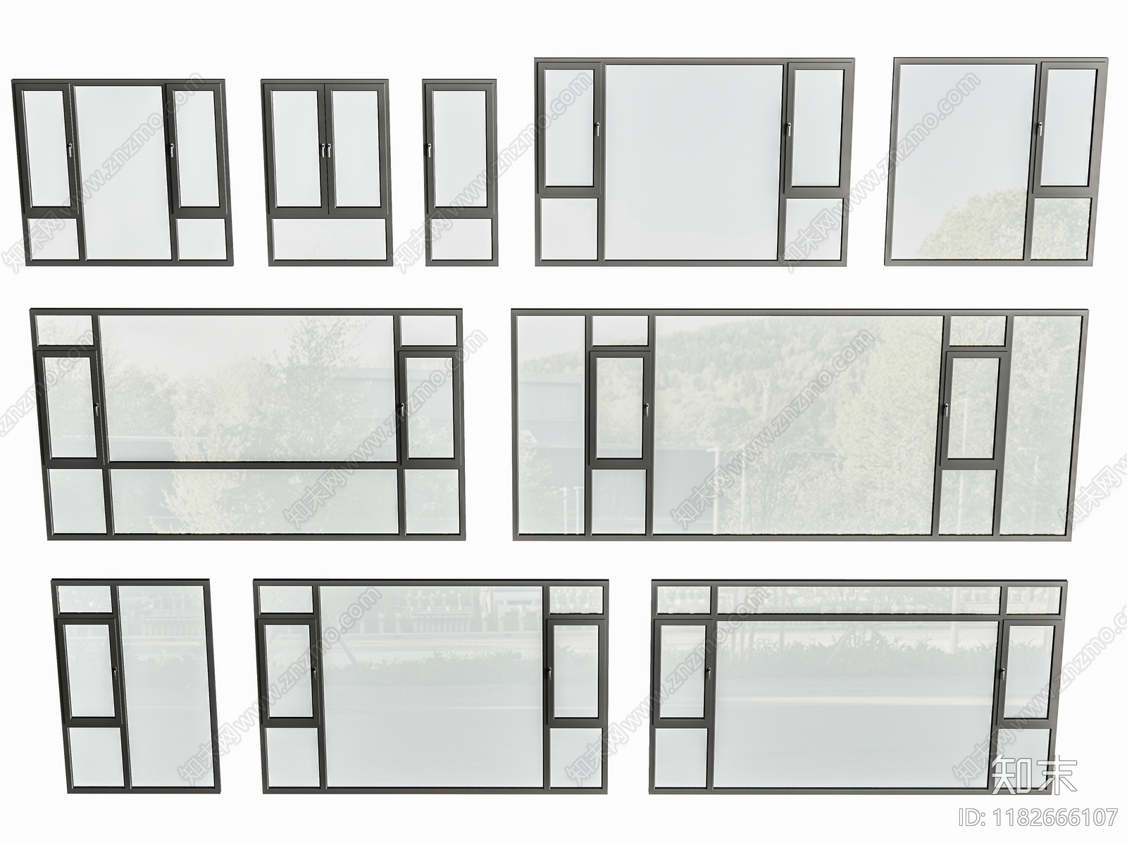 现代窗户组合SU模型下载【ID:1182666107】