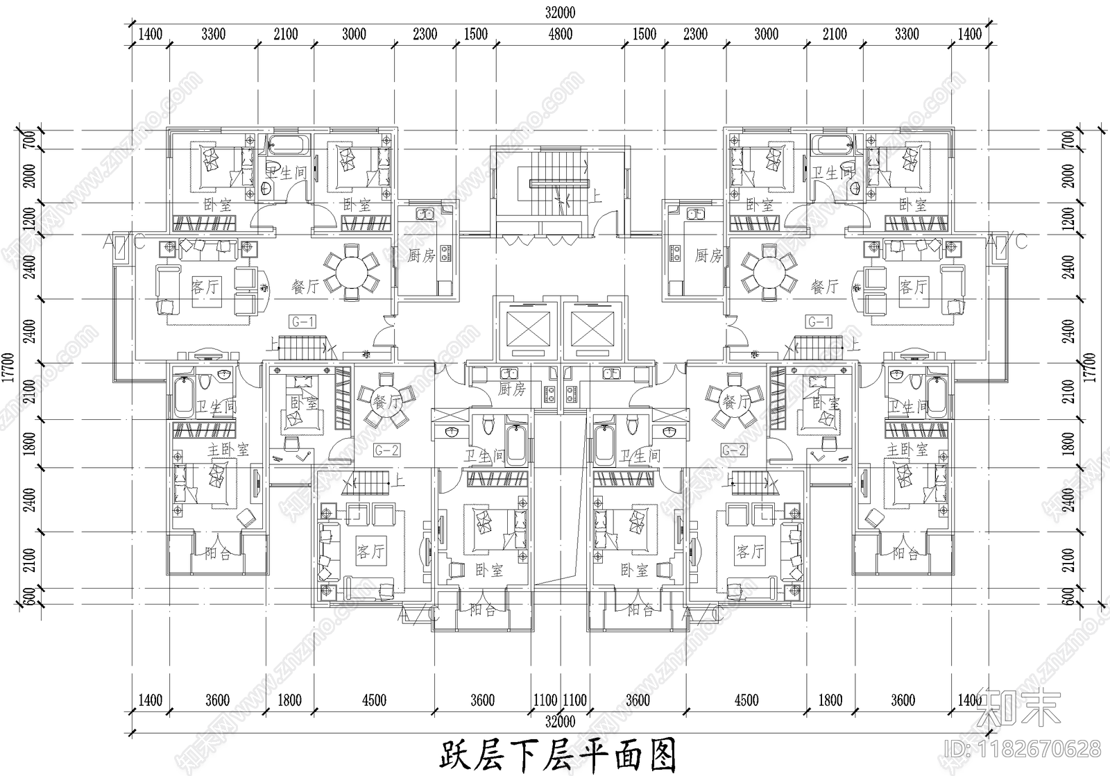 住宅楼建筑cad施工图下载【ID:1182670628】