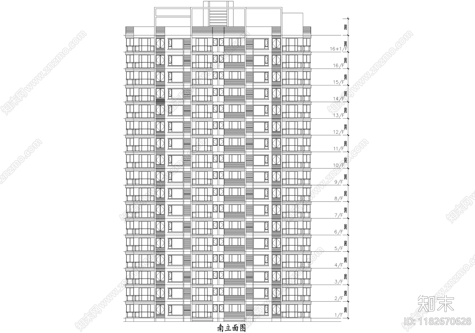 住宅楼建筑cad施工图下载【ID:1182670628】