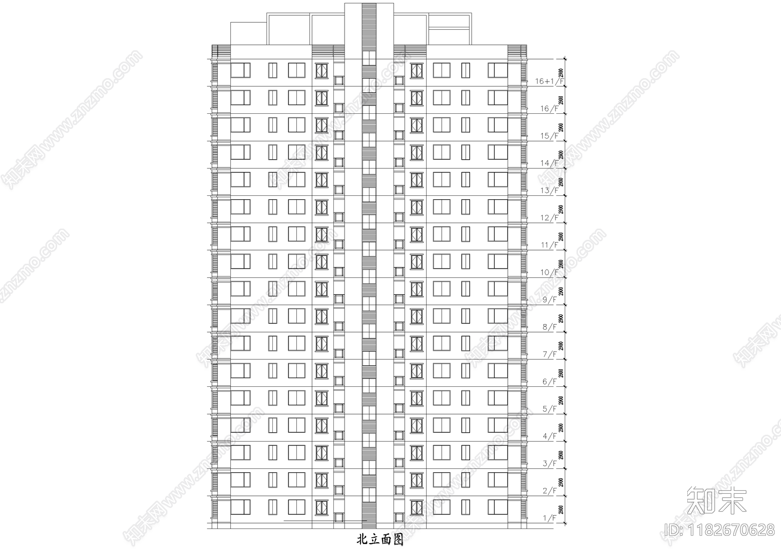 住宅楼建筑cad施工图下载【ID:1182670628】