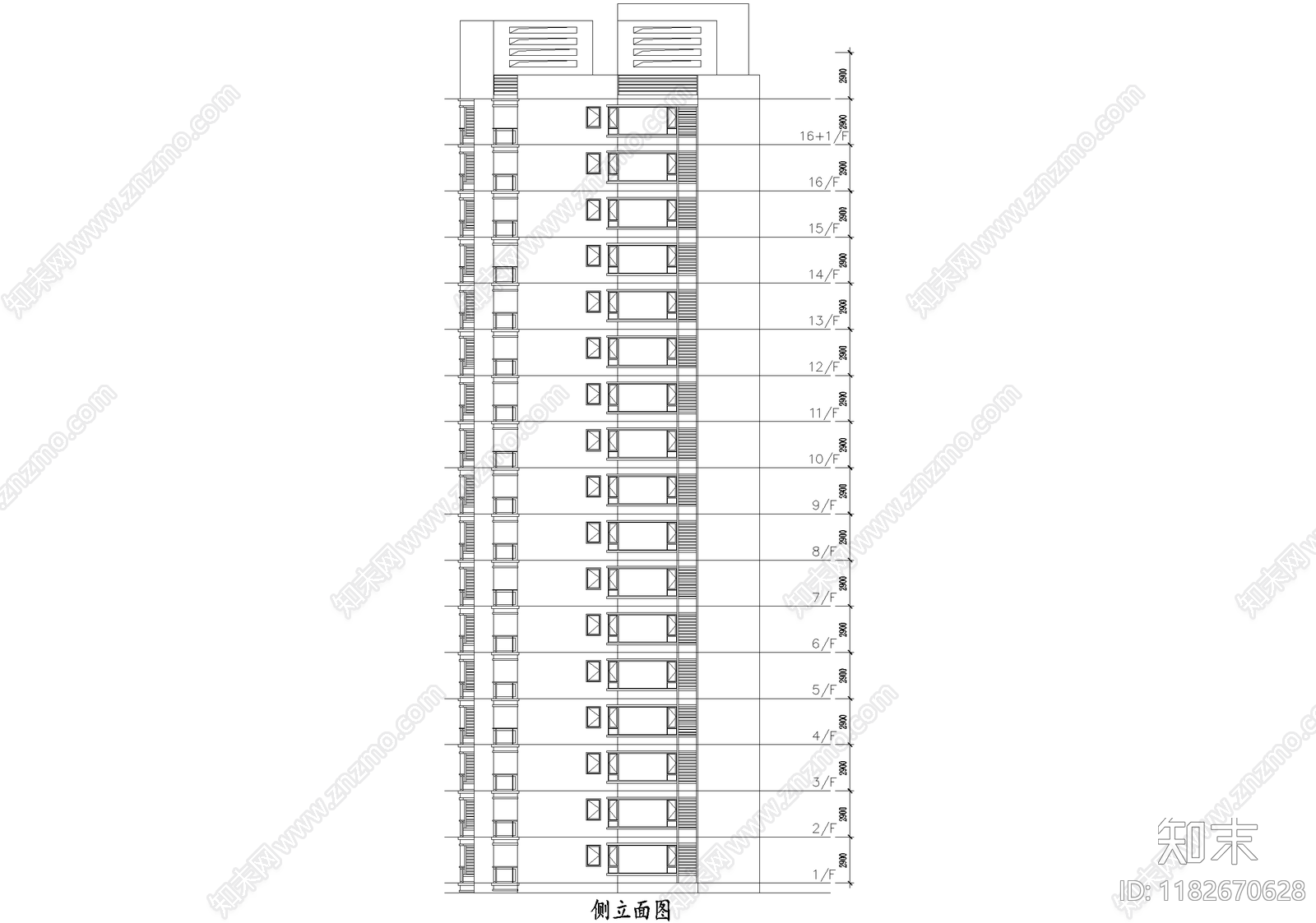 住宅楼建筑cad施工图下载【ID:1182670628】