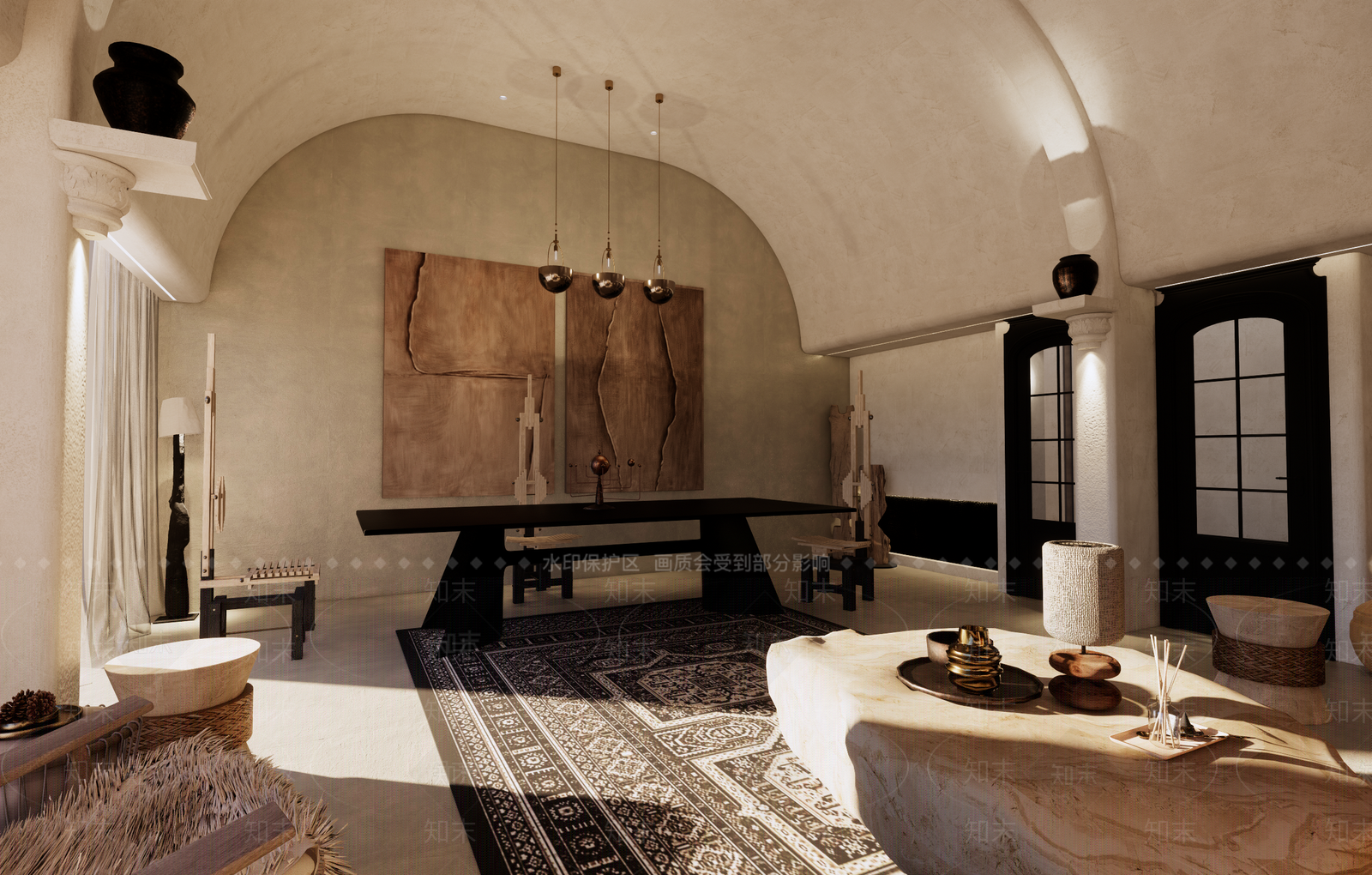 欧式现代咖啡厅SU模型下载【ID:1182675527】