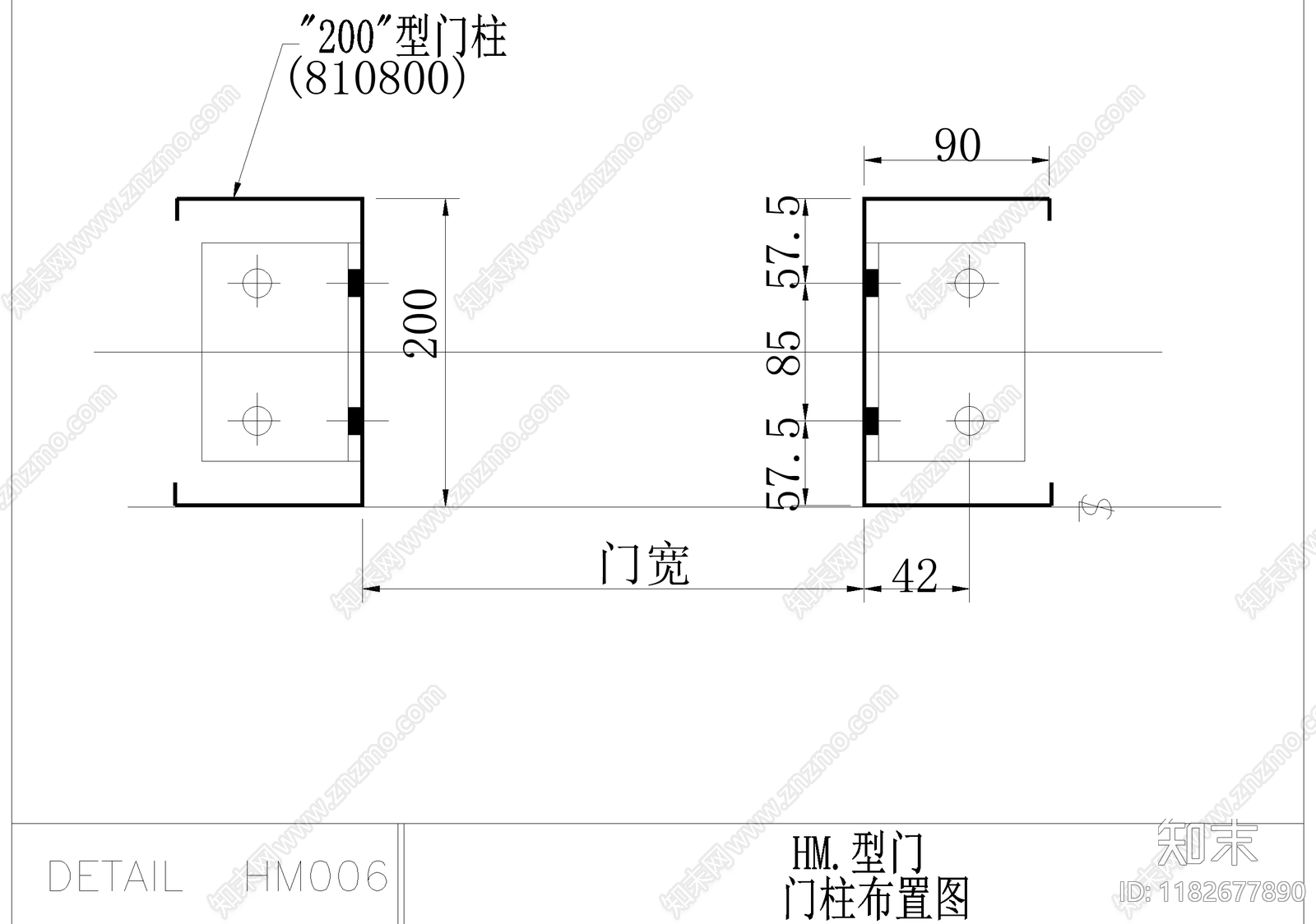 门节点cad施工图下载【ID:1182677890】