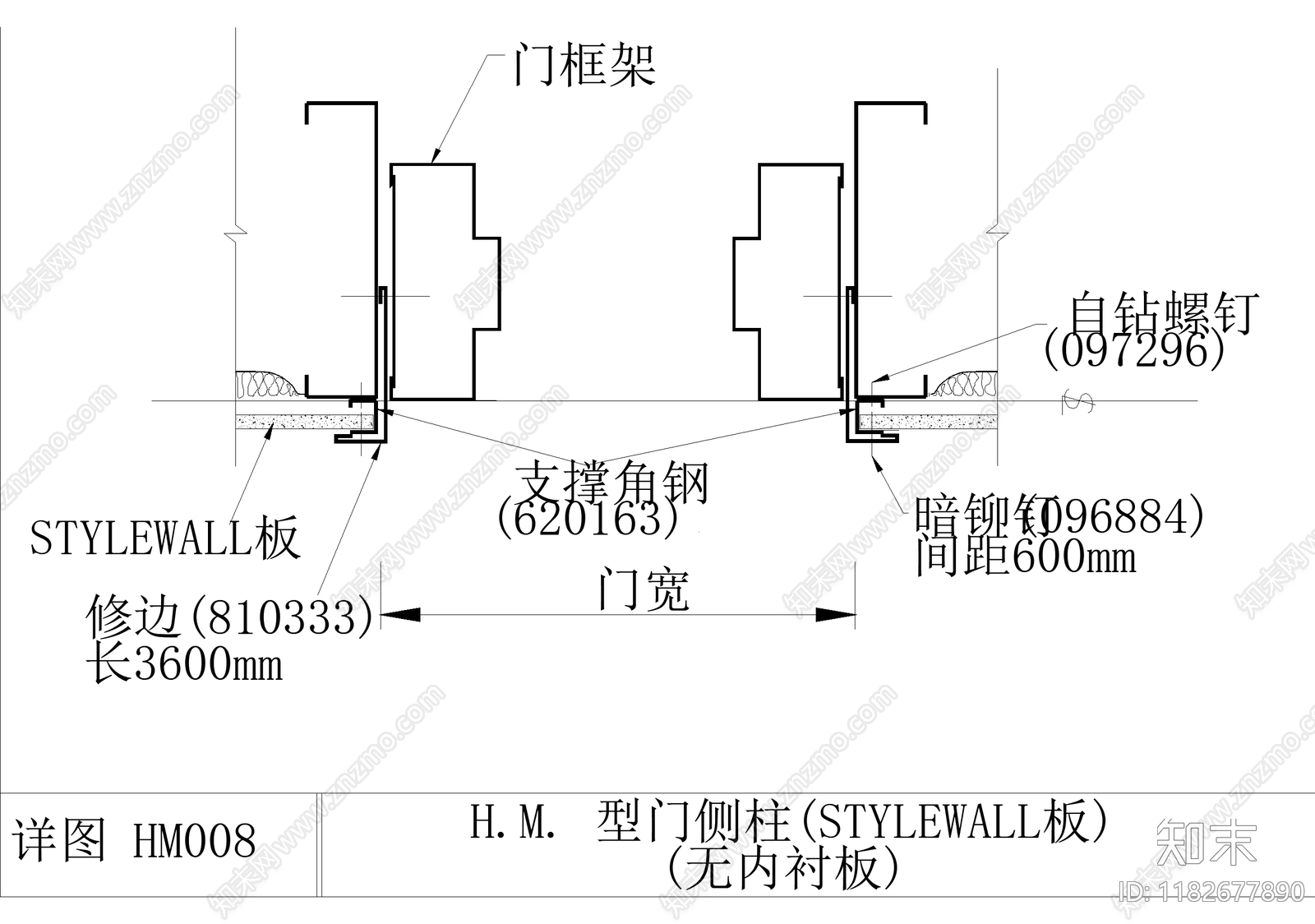 门节点cad施工图下载【ID:1182677890】