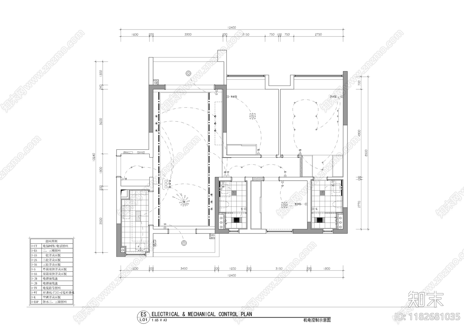 现代客餐厅cad施工图下载【ID:1182681035】