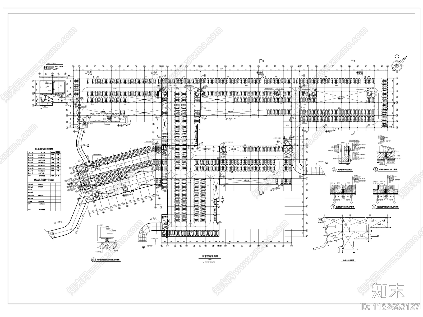 现代停车场cad施工图下载【ID:1182683127】