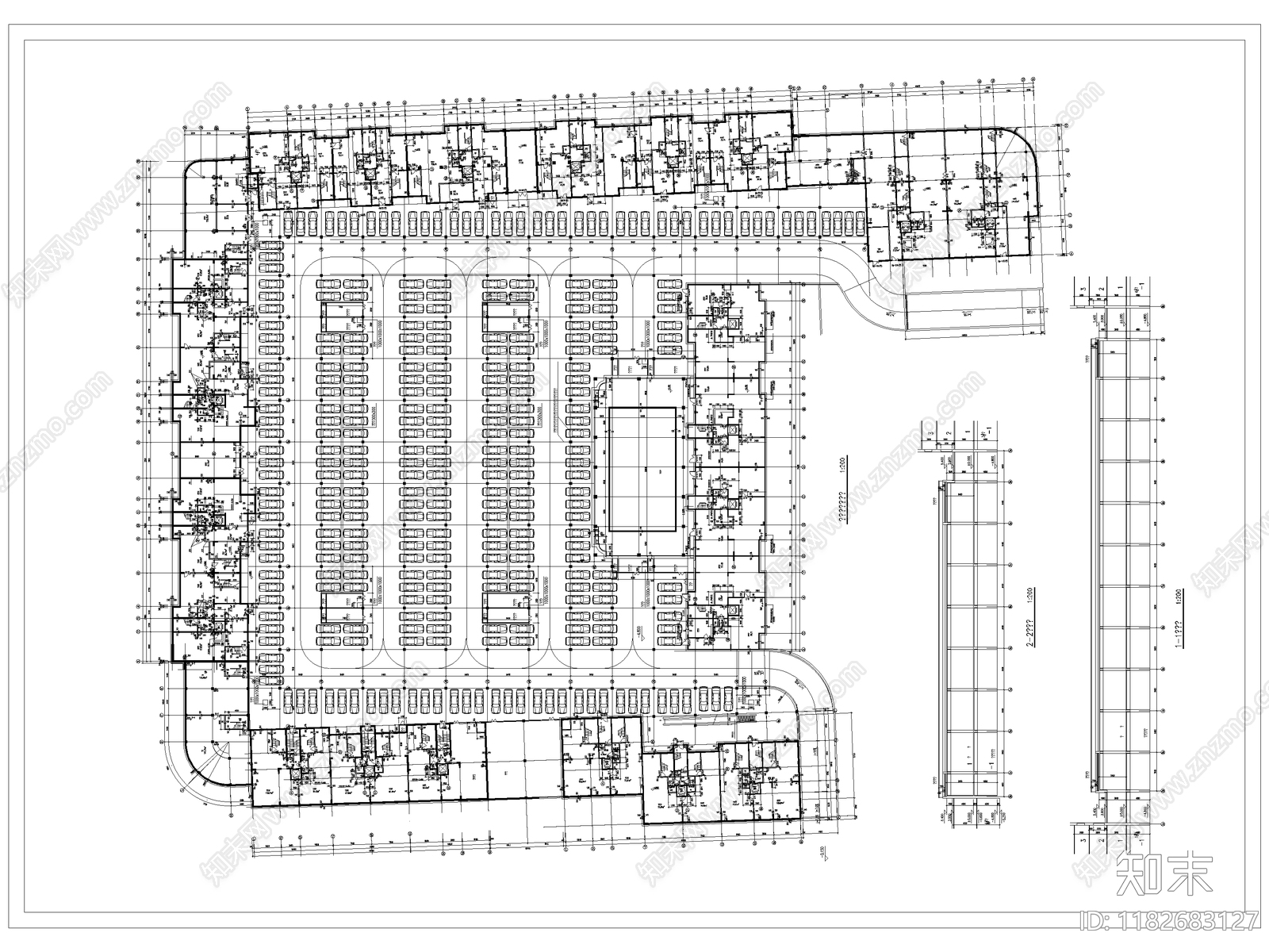 现代停车场cad施工图下载【ID:1182683127】