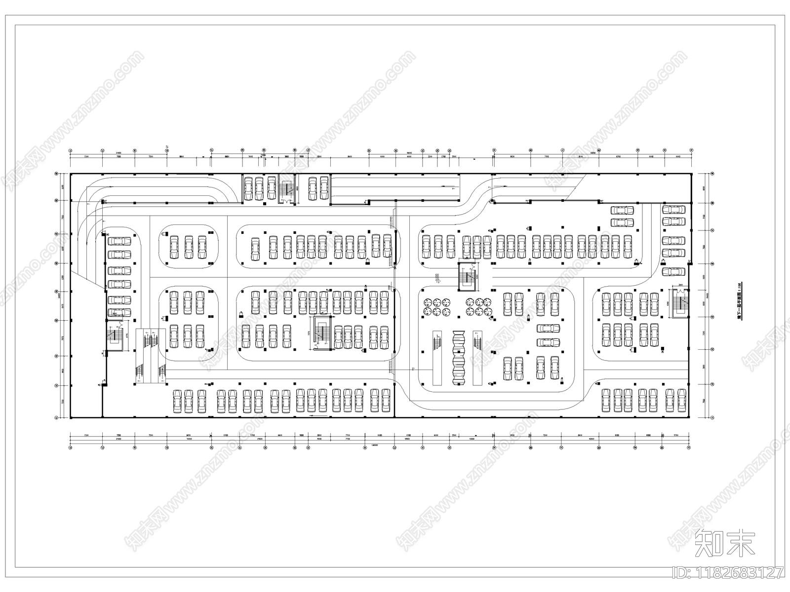 现代停车场cad施工图下载【ID:1182683127】