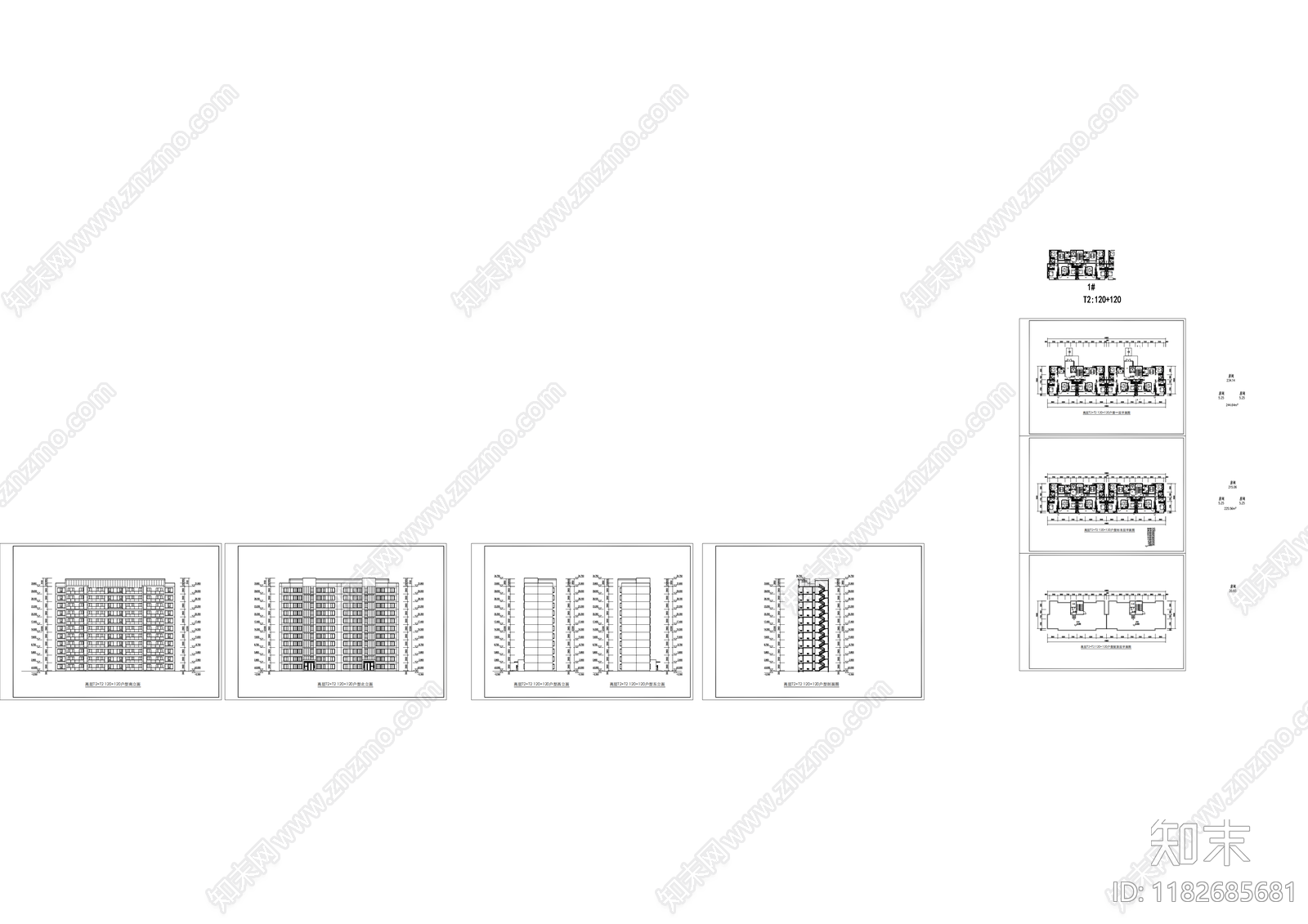 现代住宅楼建筑cad施工图下载【ID:1182685681】