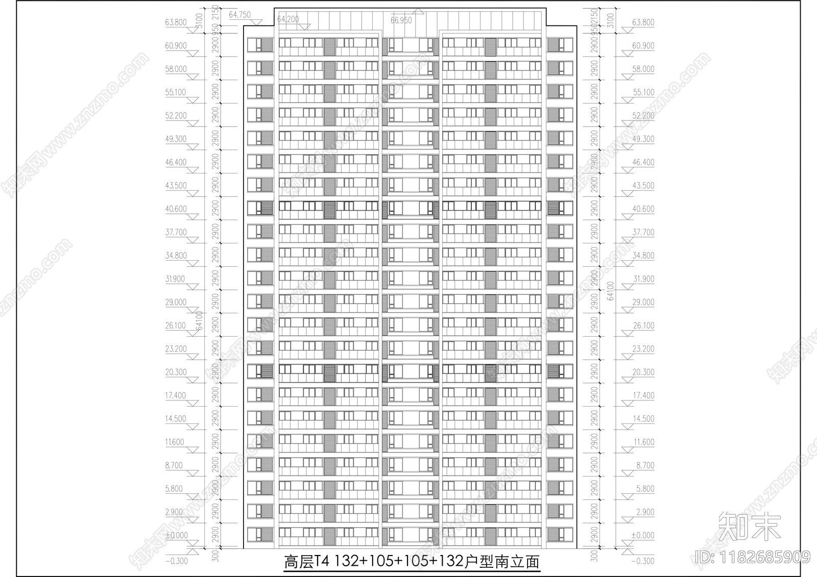 现代住宅楼建筑cad施工图下载【ID:1182685909】