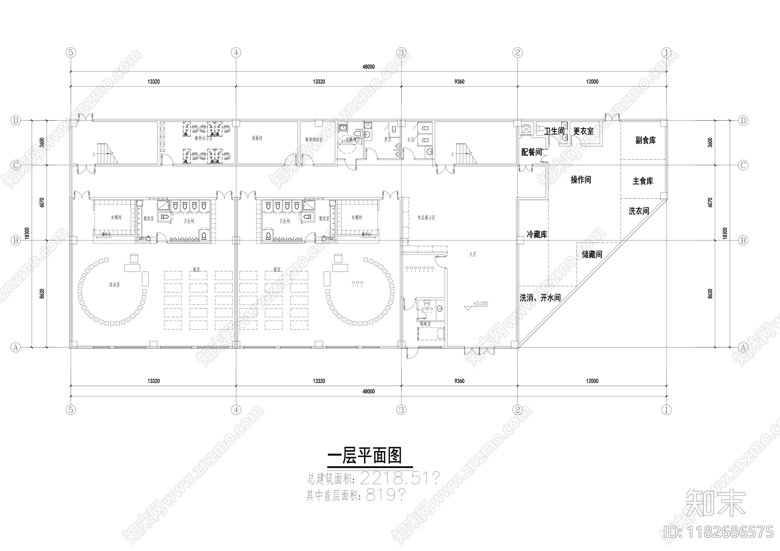 现代幼儿园建筑cad施工图下载【ID:1182686575】