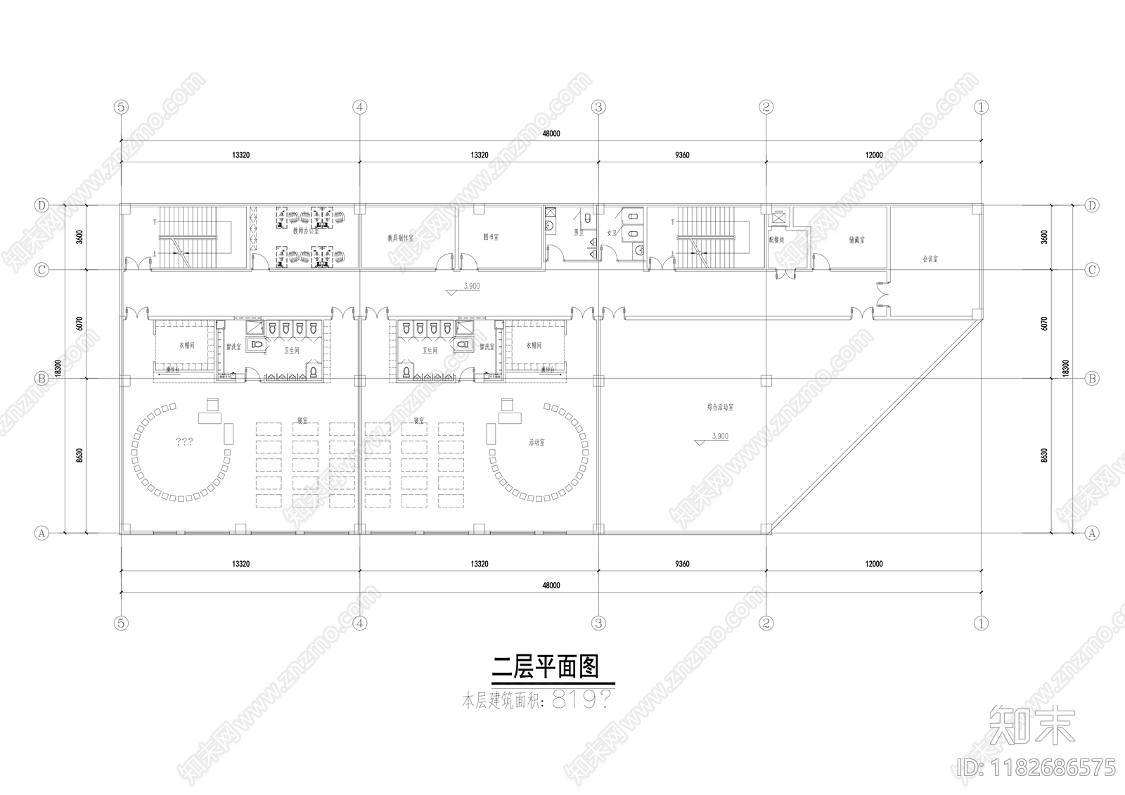 现代幼儿园建筑cad施工图下载【ID:1182686575】