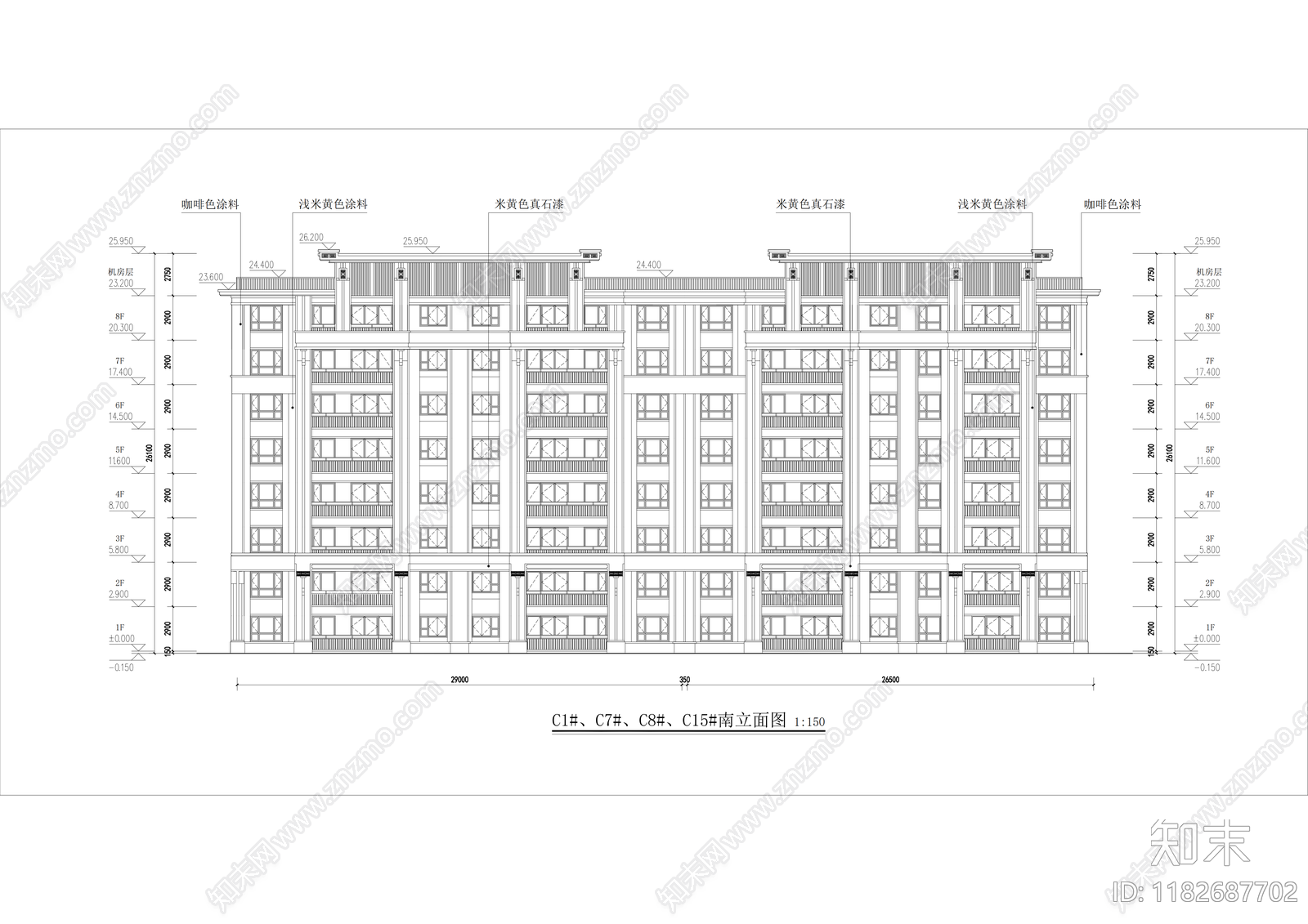 现代住宅楼建筑cad施工图下载【ID:1182687702】