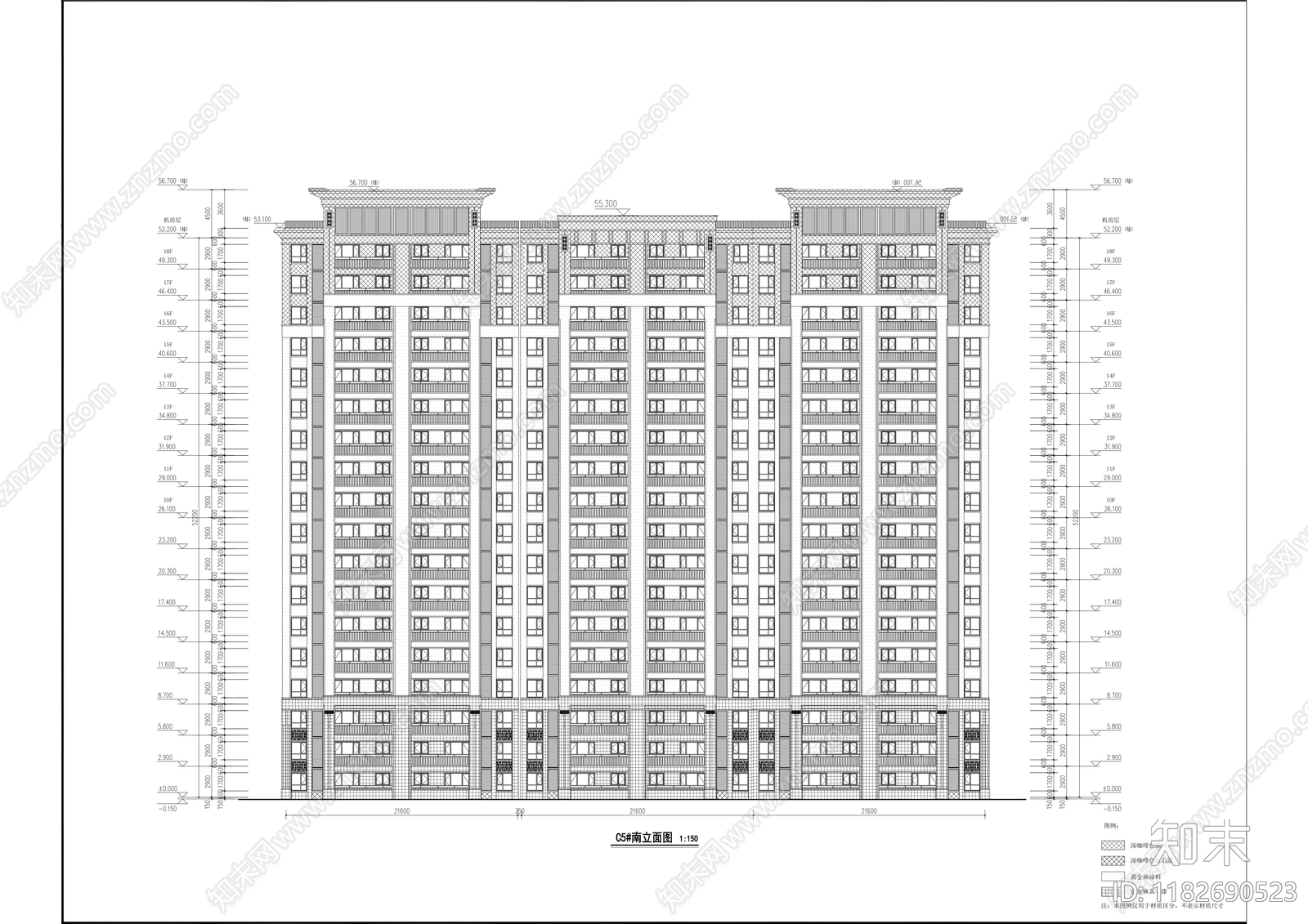 现代住宅楼建筑cad施工图下载【ID:1182690523】