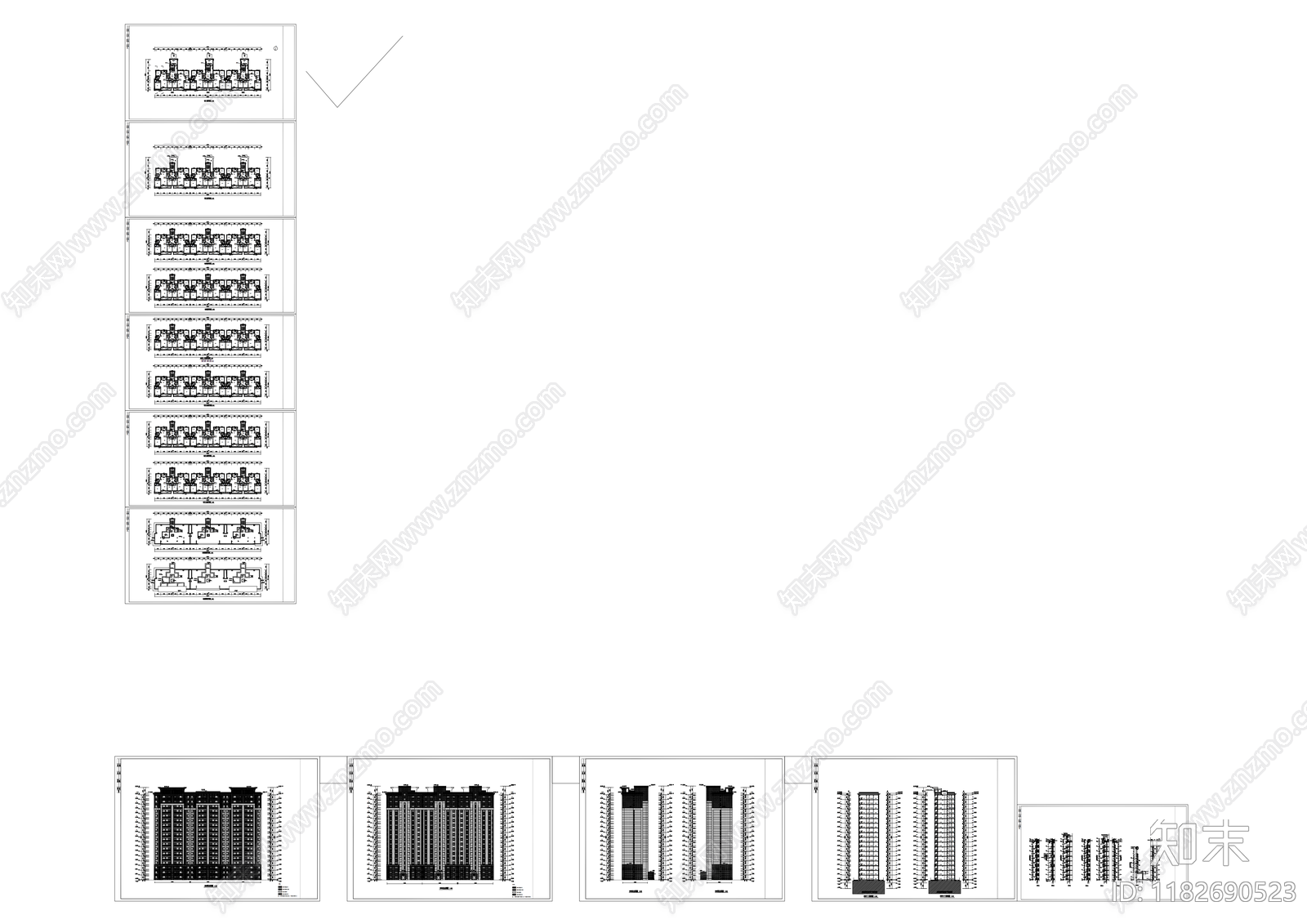 现代住宅楼建筑cad施工图下载【ID:1182690523】