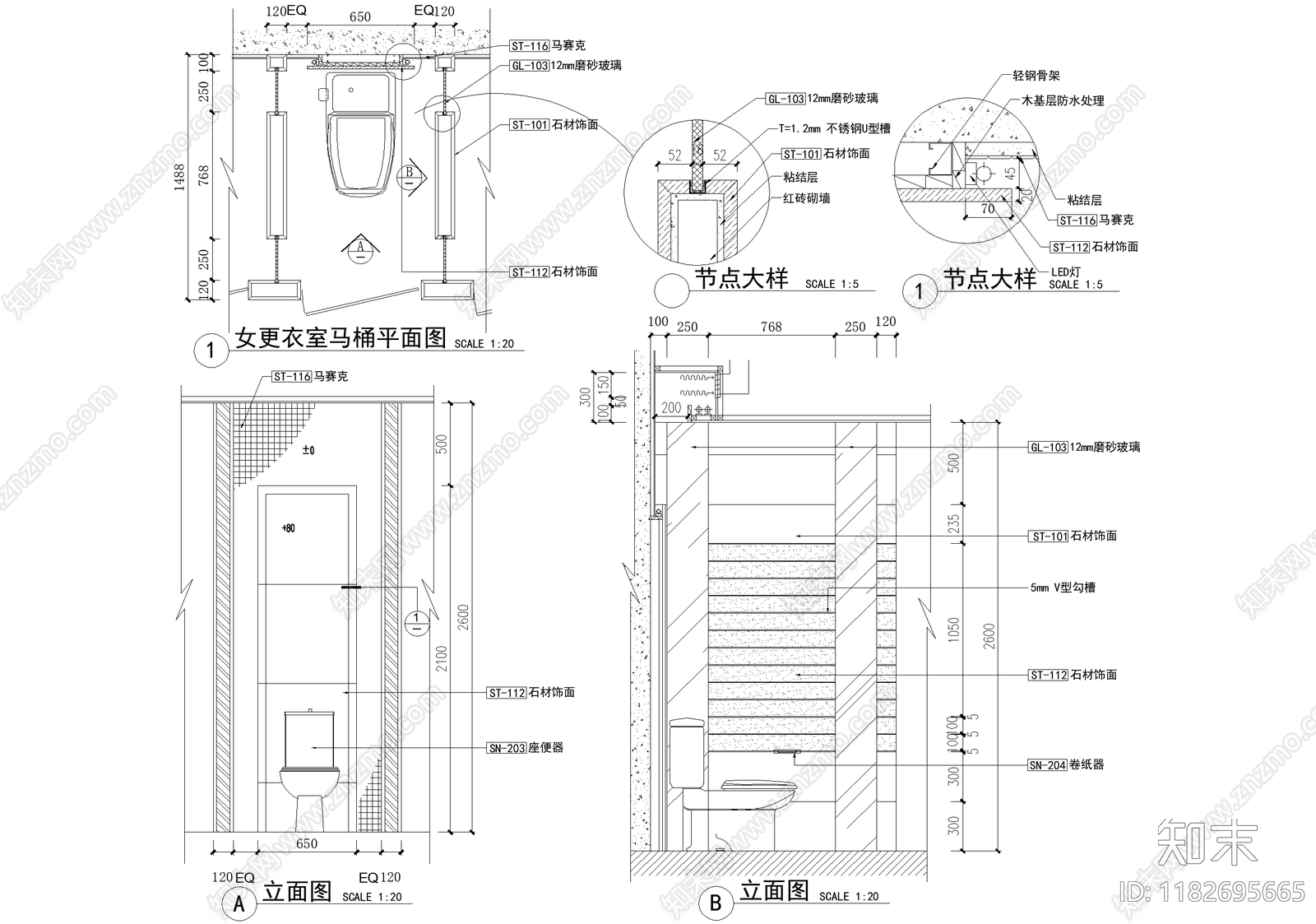 卫浴节点cad施工图下载【ID:1182695665】