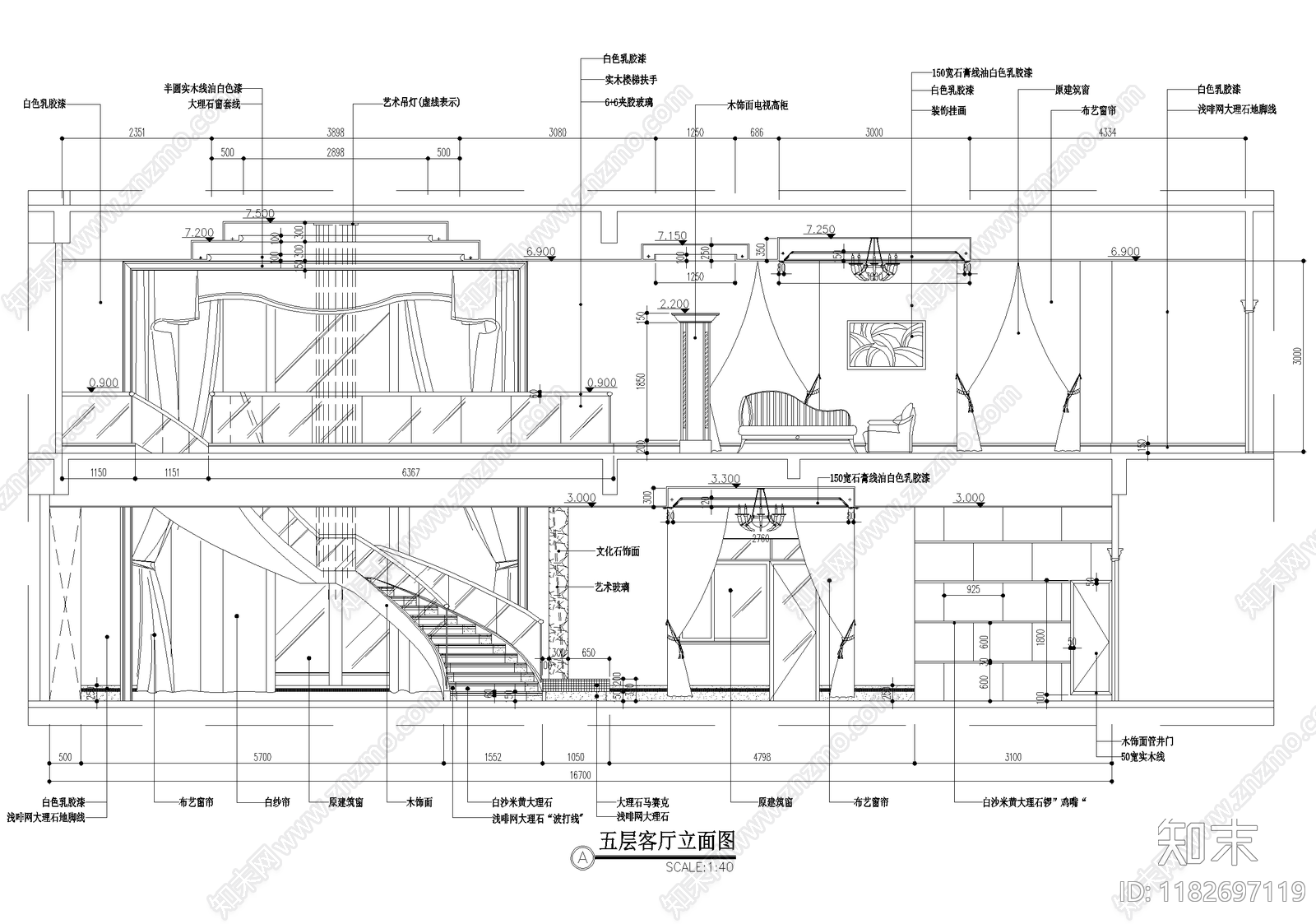 客厅cad施工图下载【ID:1182697119】