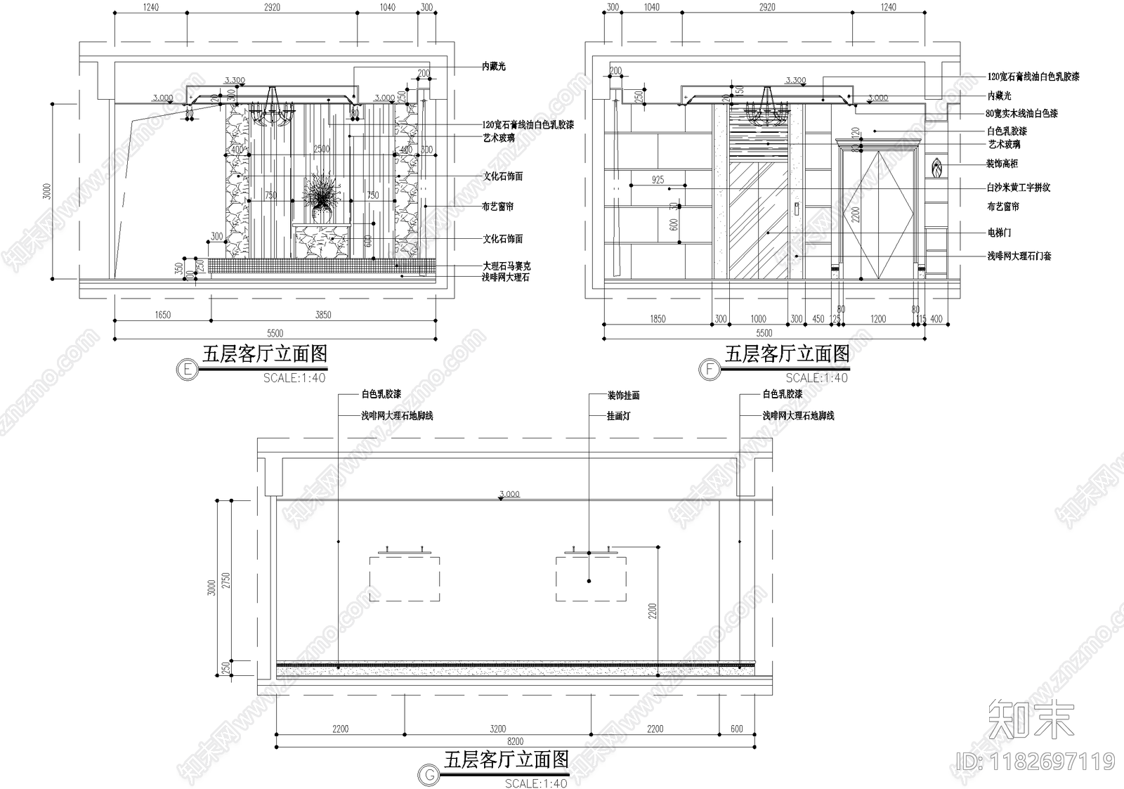 客厅cad施工图下载【ID:1182697119】