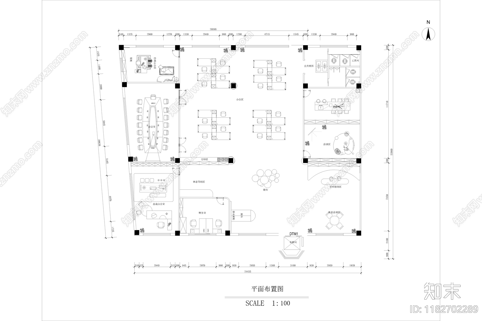 意式轻奢整体办公空间cad施工图下载【ID:1182702289】