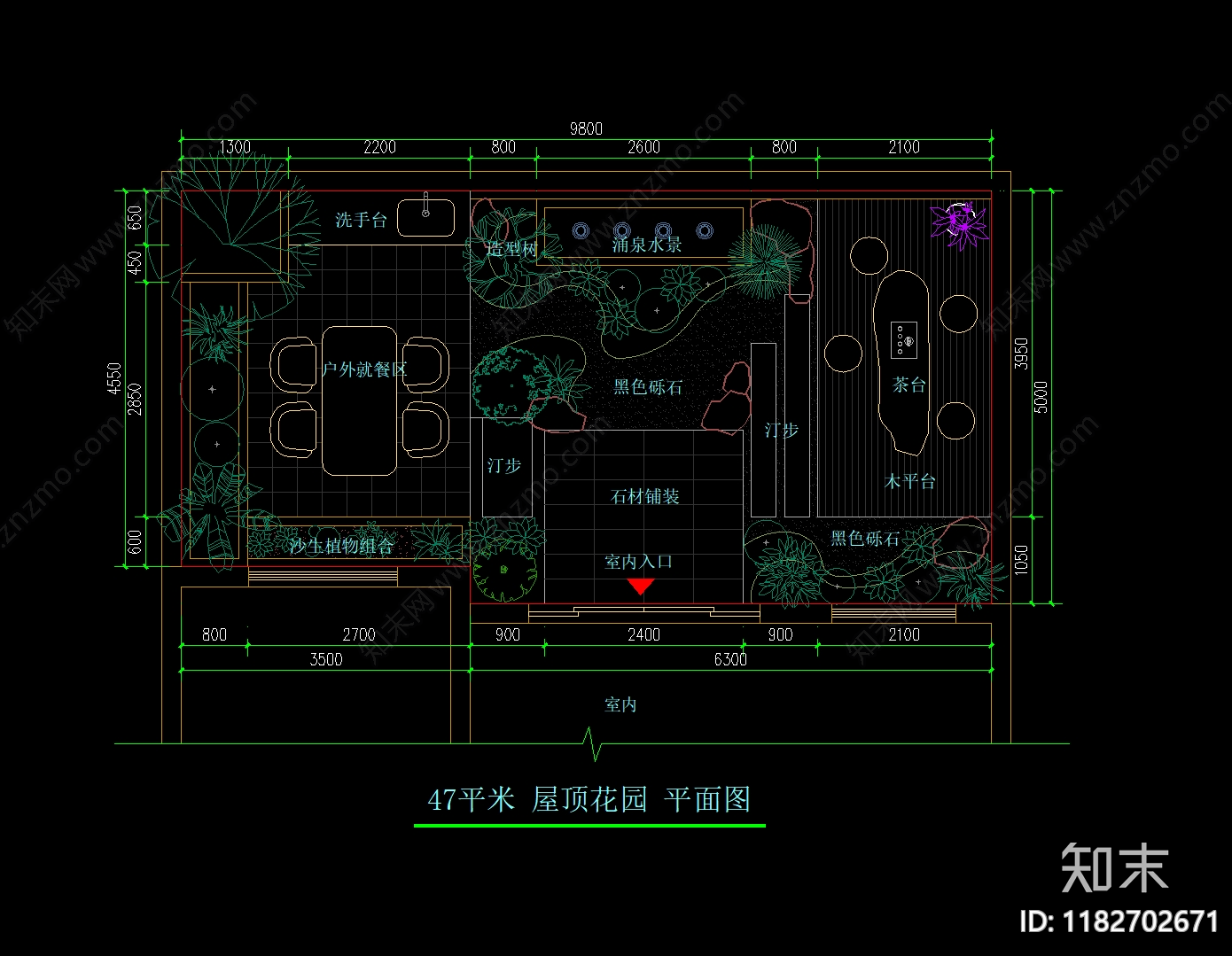 现代屋顶花园cad施工图下载【ID:1182702671】