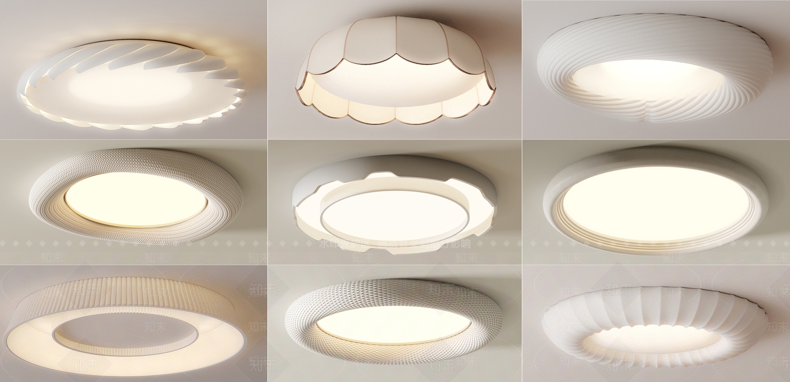 现代侘寂吸顶灯3D模型下载【ID:1182710224】