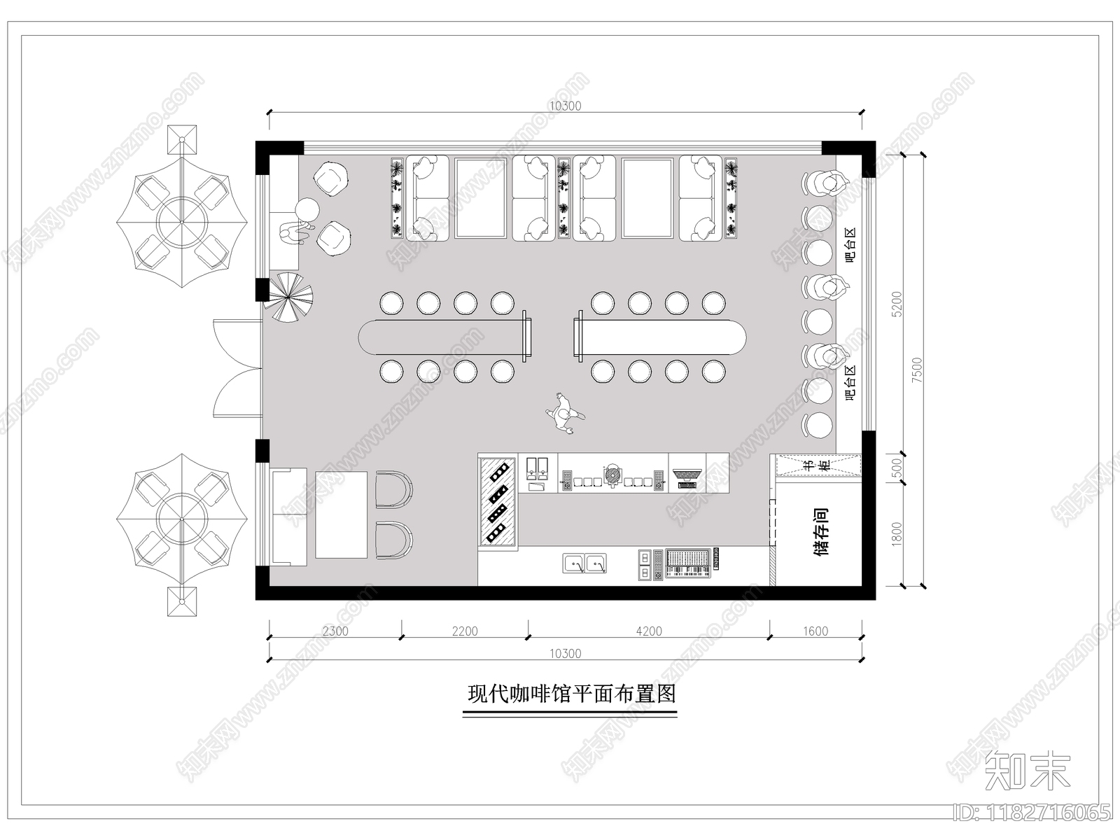 现代咖啡厅cad施工图下载【ID:1182716065】