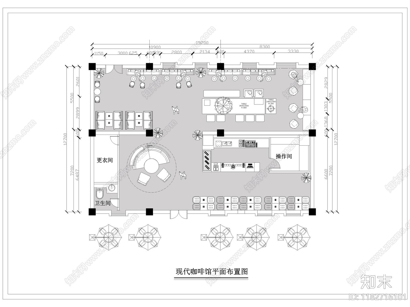 现代咖啡厅cad施工图下载【ID:1182716101】