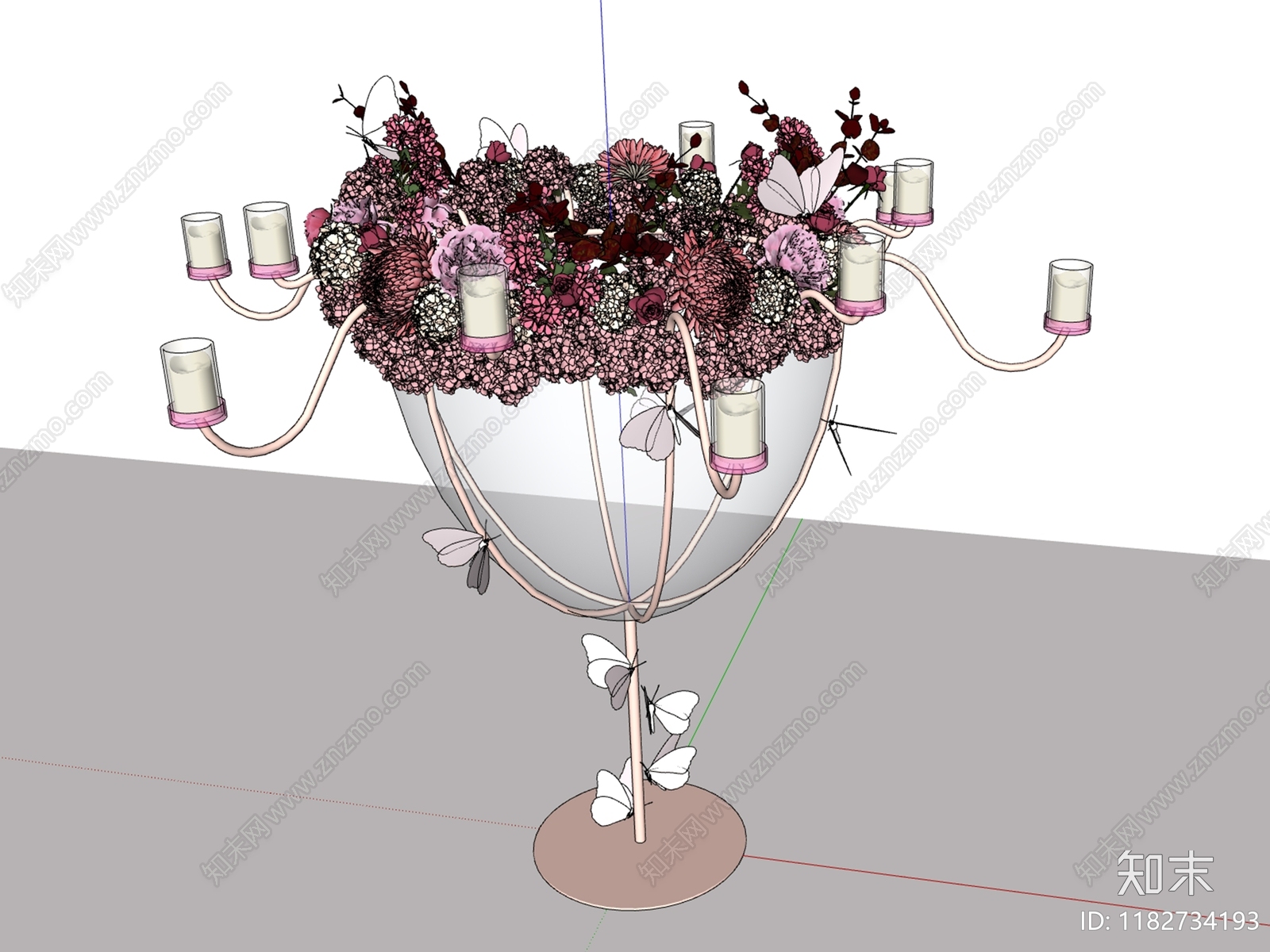 法式欧式花艺SU模型下载【ID:1182734193】